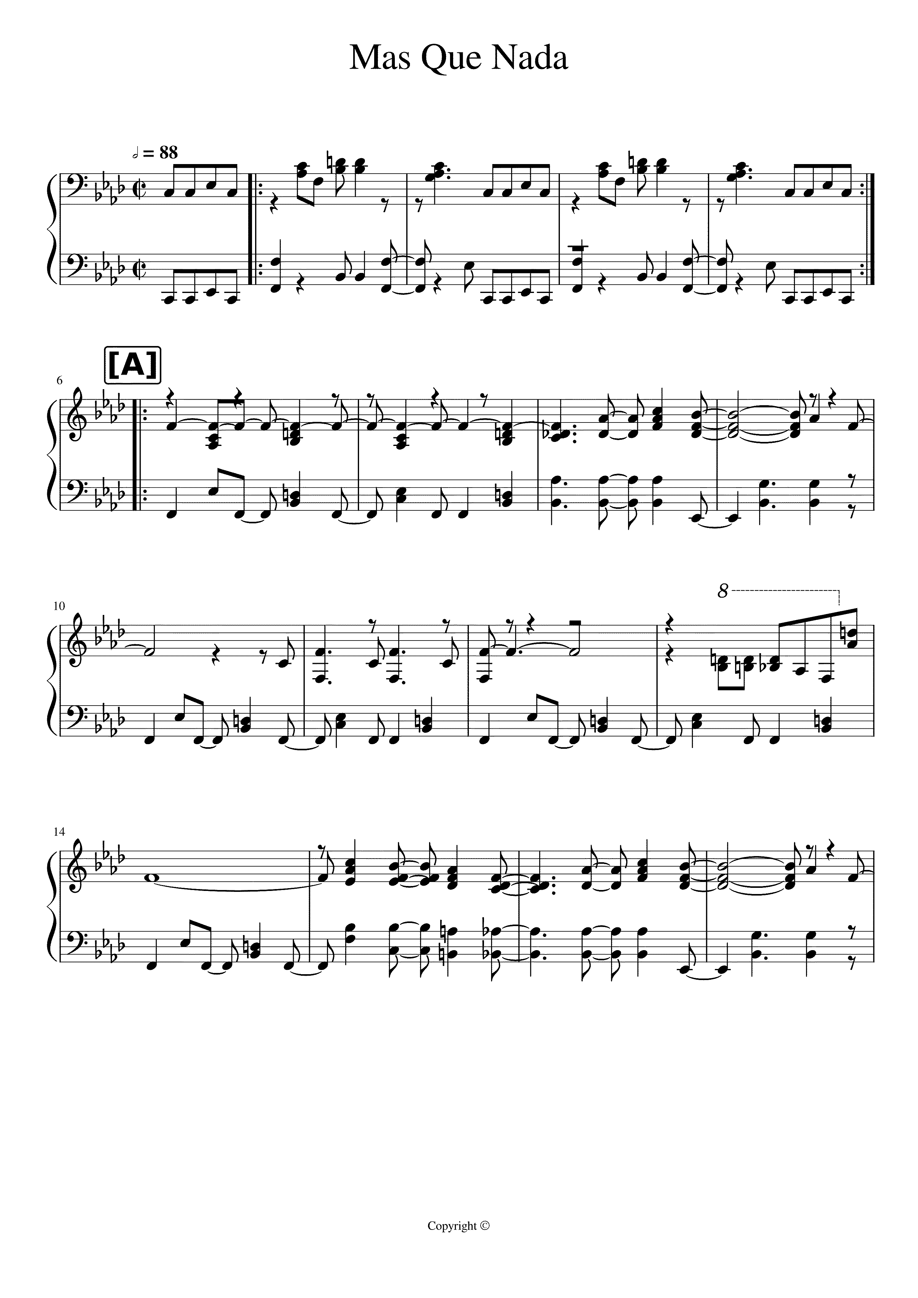 Partitura Mas Que Nada