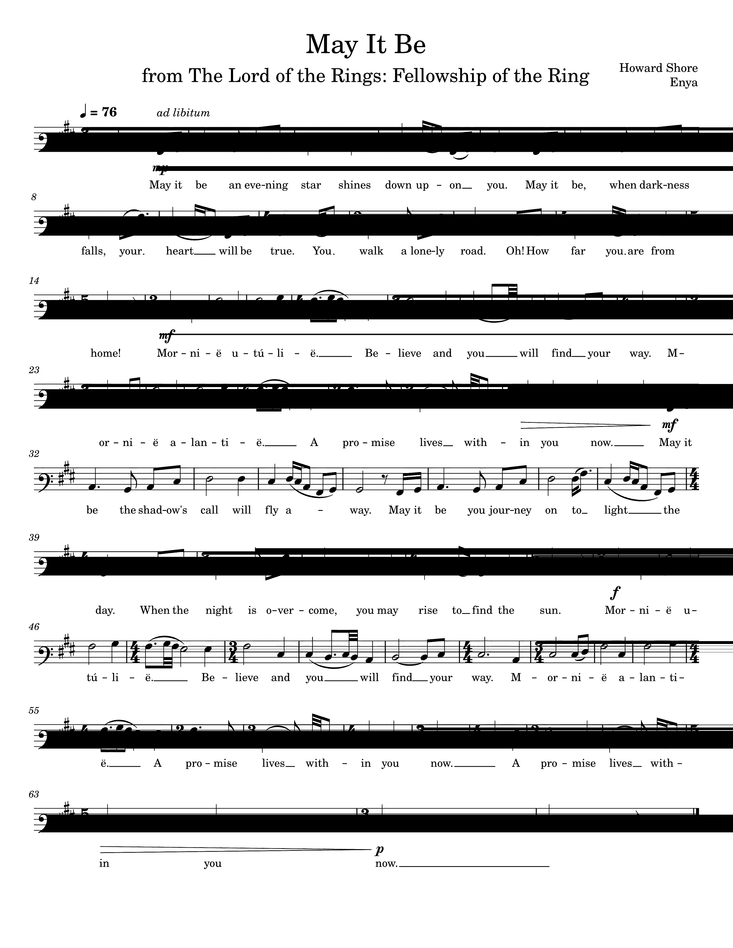Partitura May It Be Enya