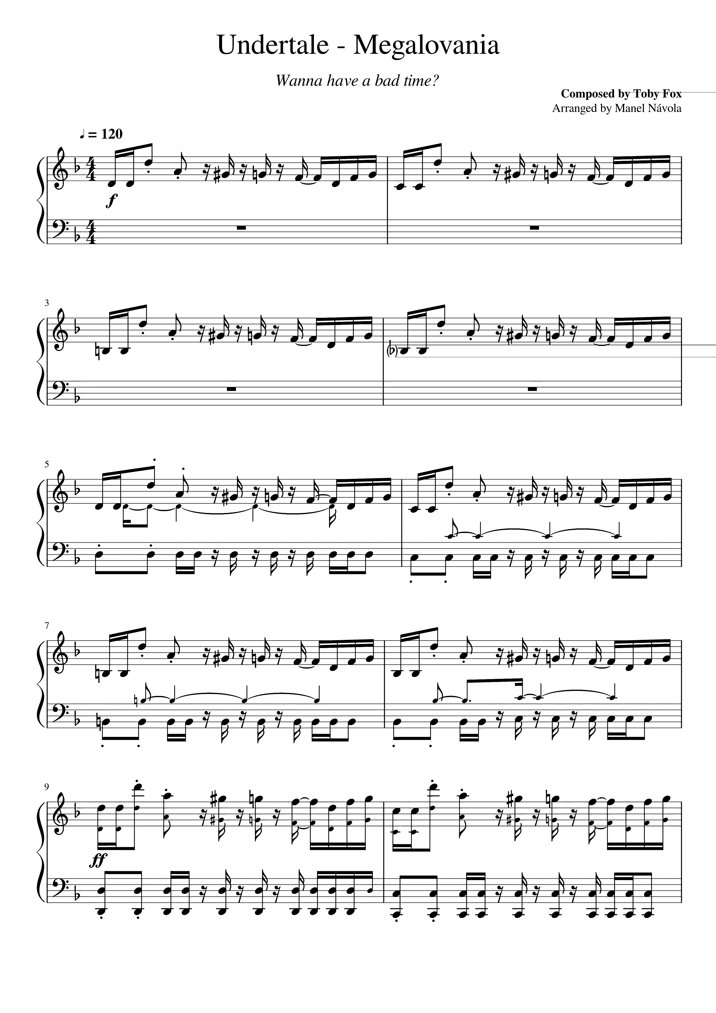 Partitura Megalovania
