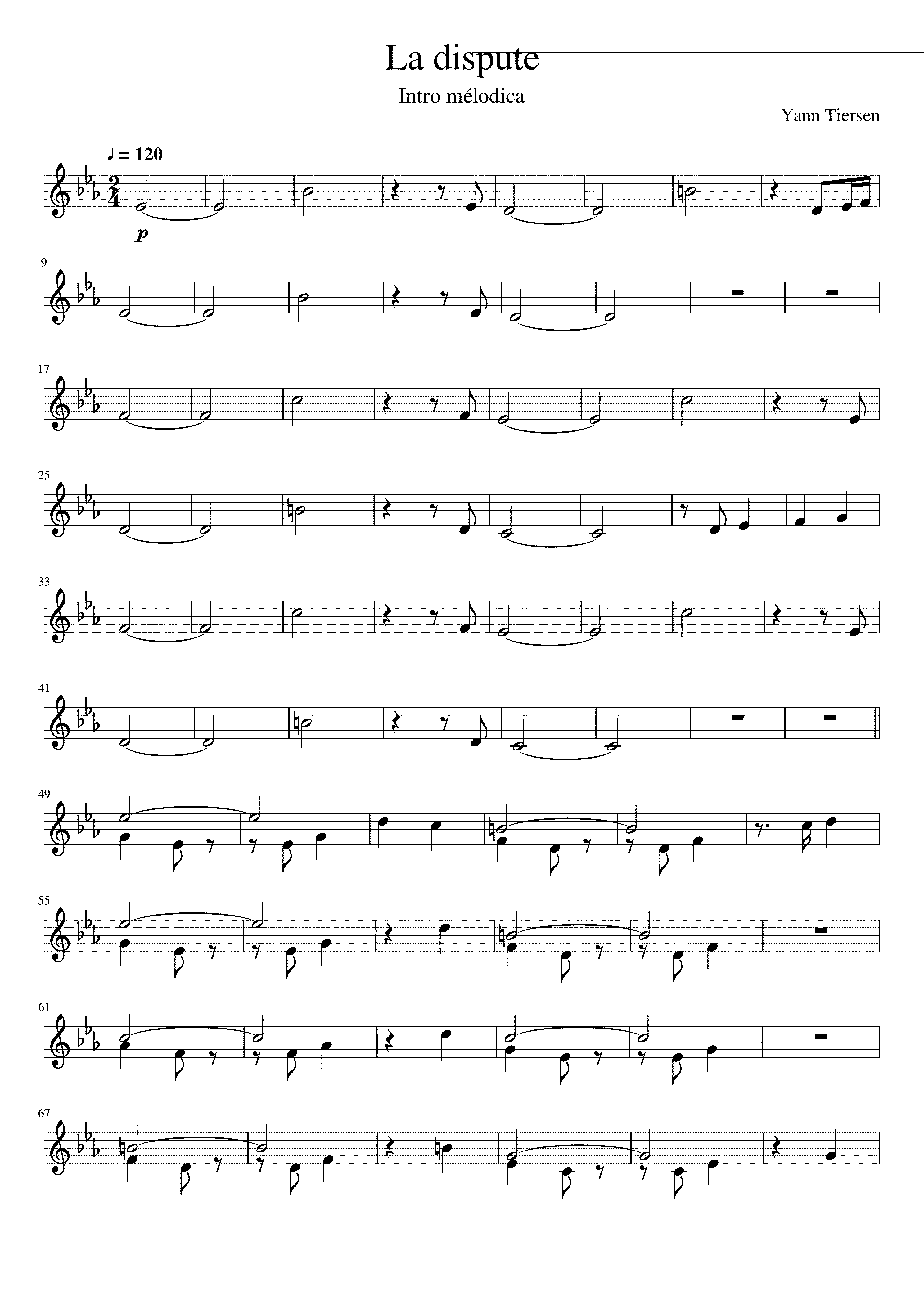 Partitura Melodica Amelie