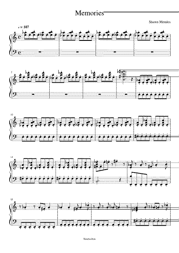 Partitura Memories Shawn Mendes