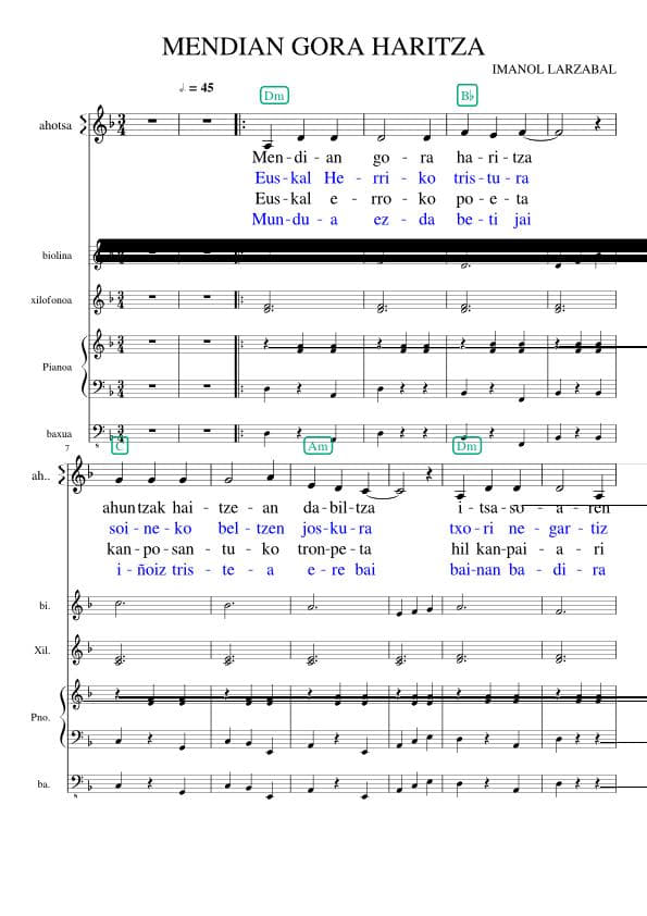 Partitura Mendian Gora