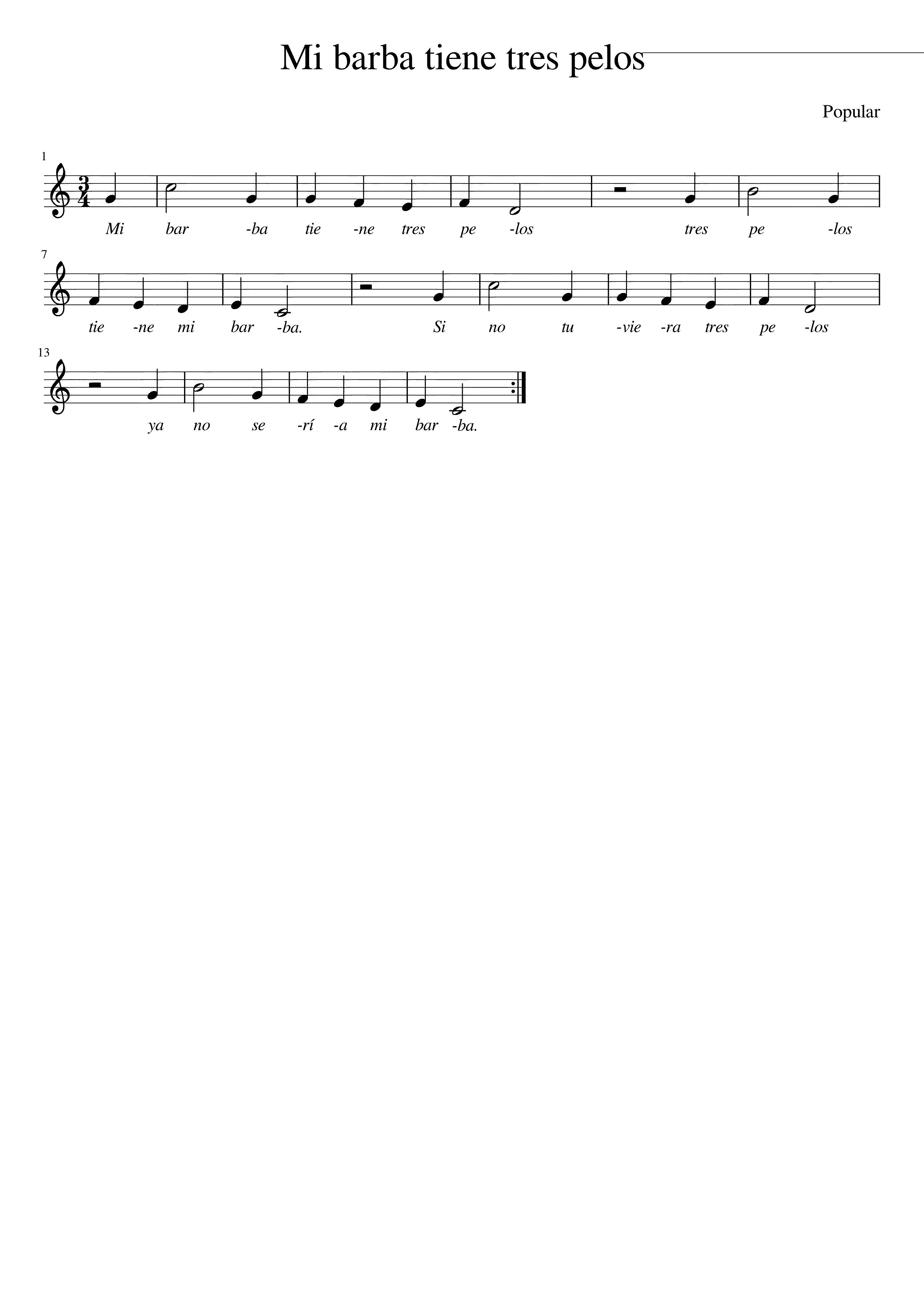 Partitura Mi Barba