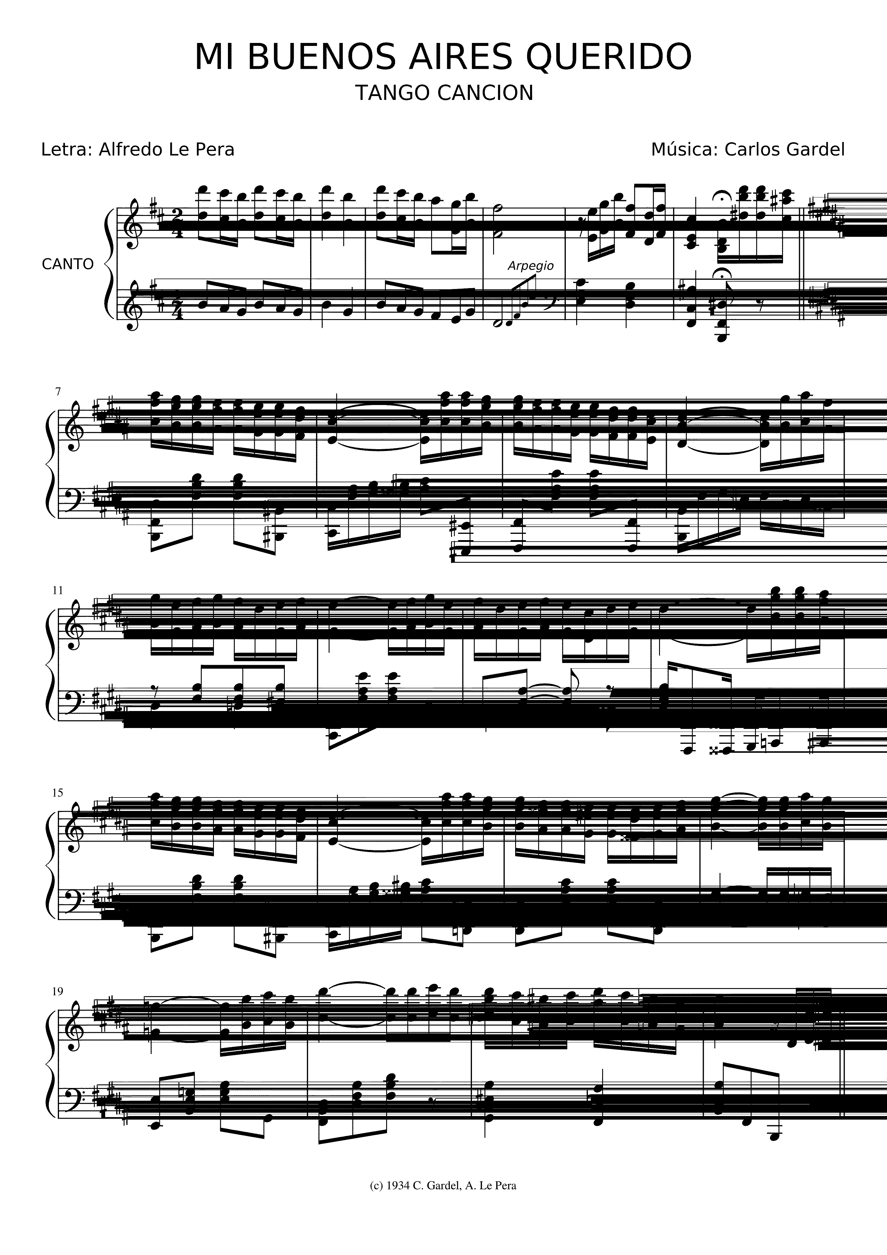 Partitura Mi Buenos Aires Querido