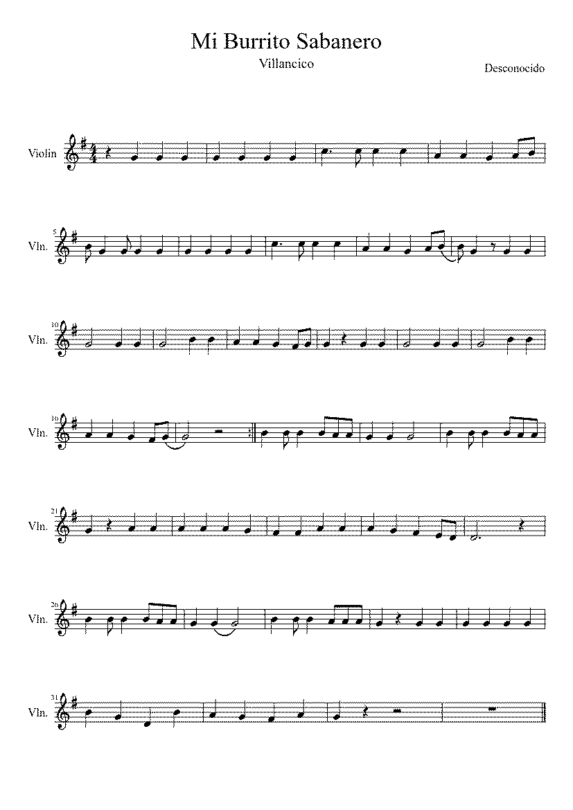 Partitura Mi Burrito Sabanero