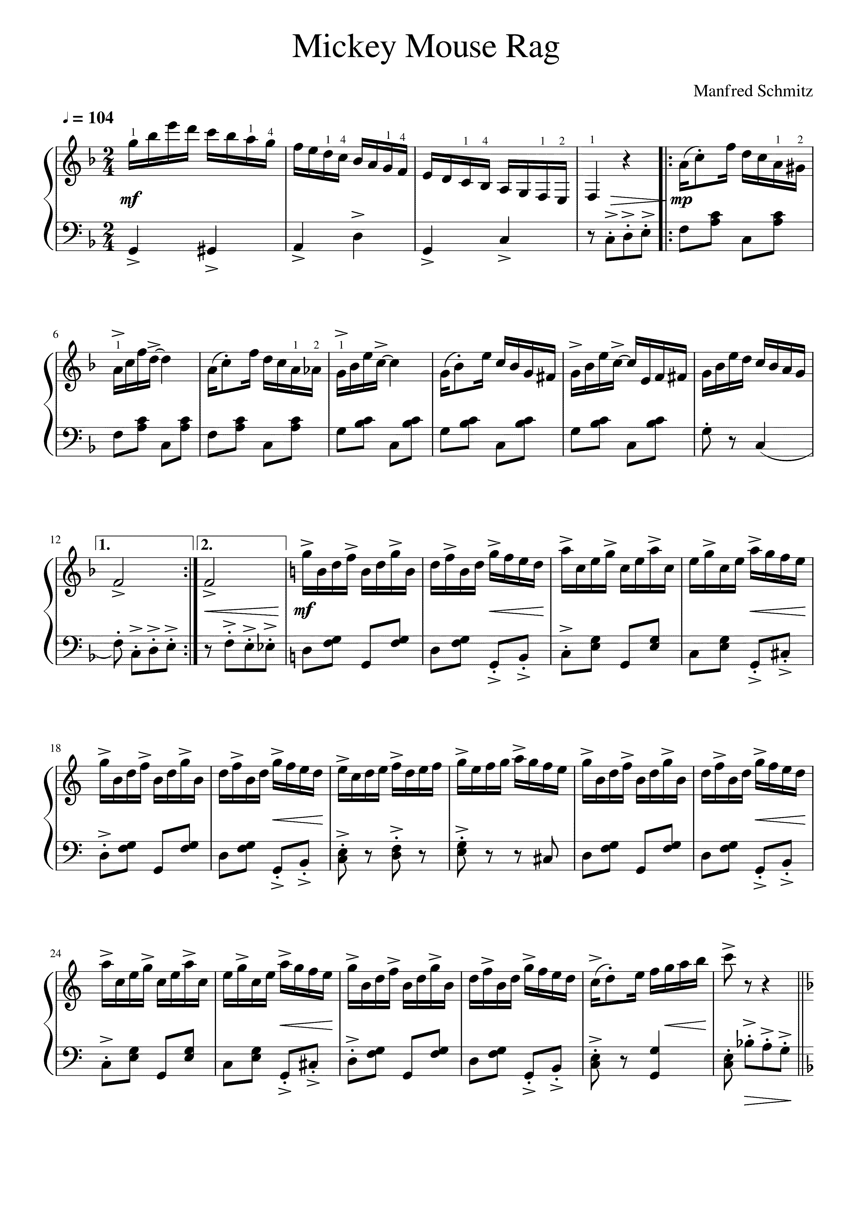 Partitura Mickey Mouse