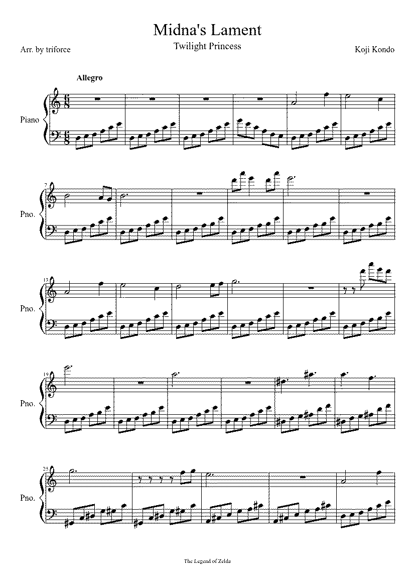 Partitura Midna's Lament