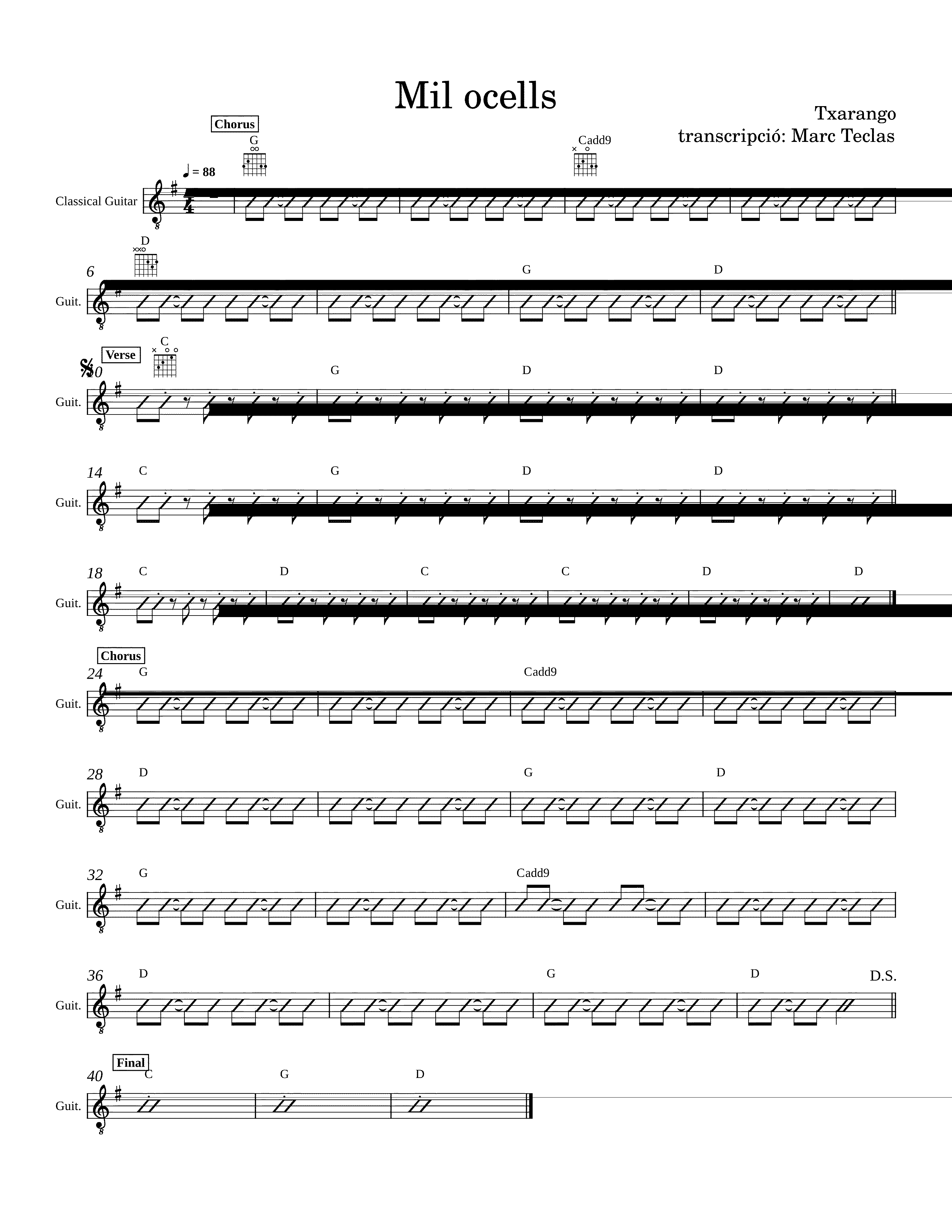 Partitura Mil Ocells