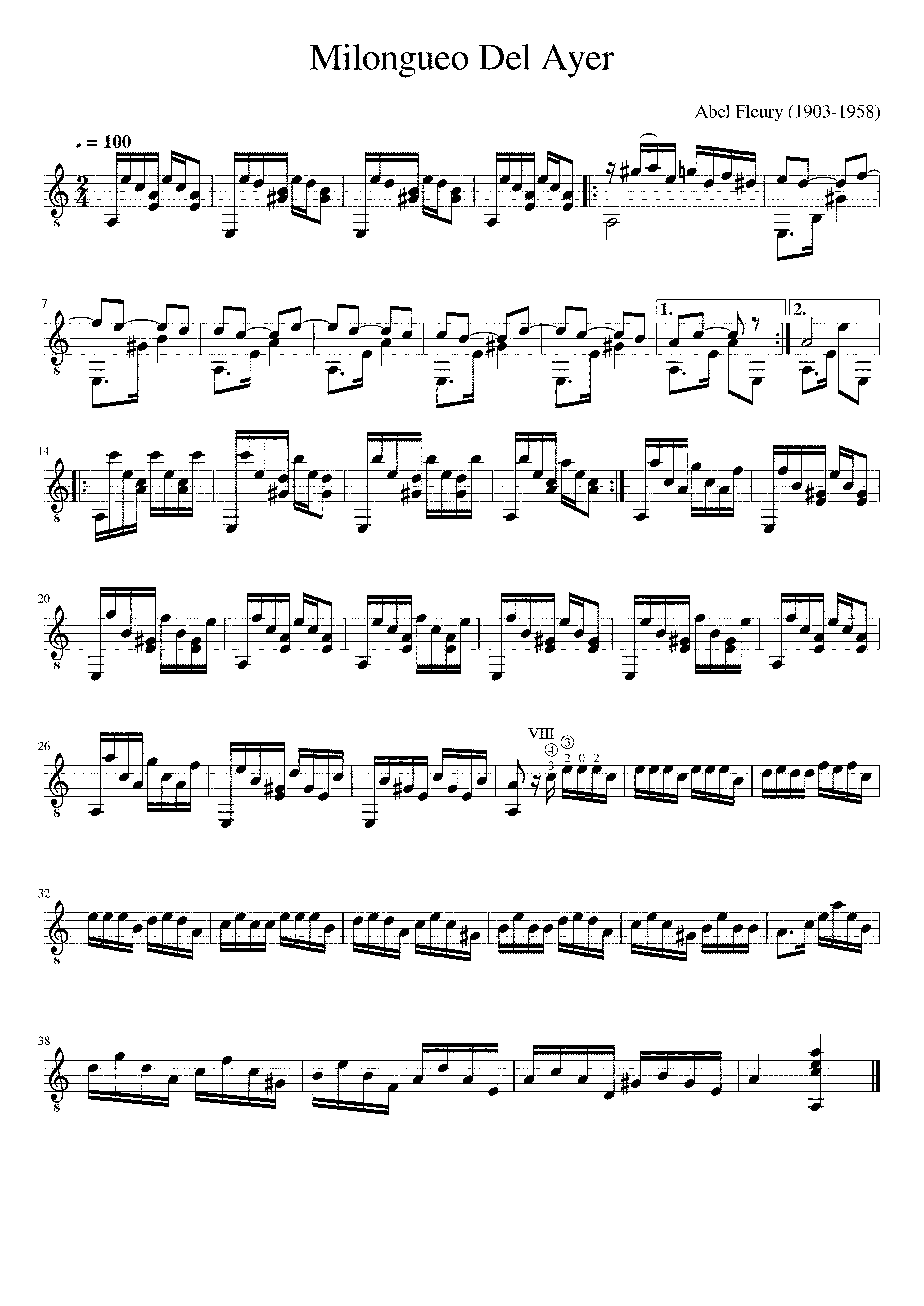 Partitura Milongueo del Ayer