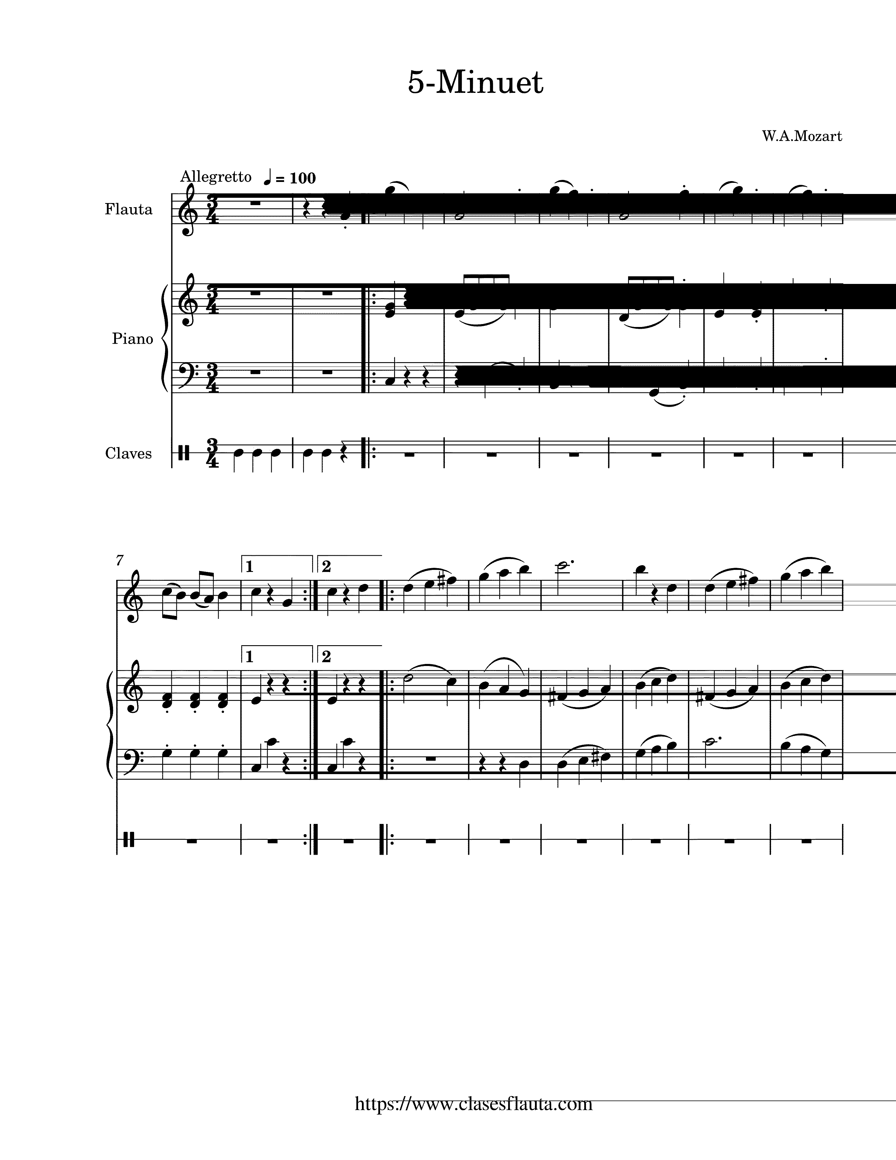 Partitura Minueto de Mozart