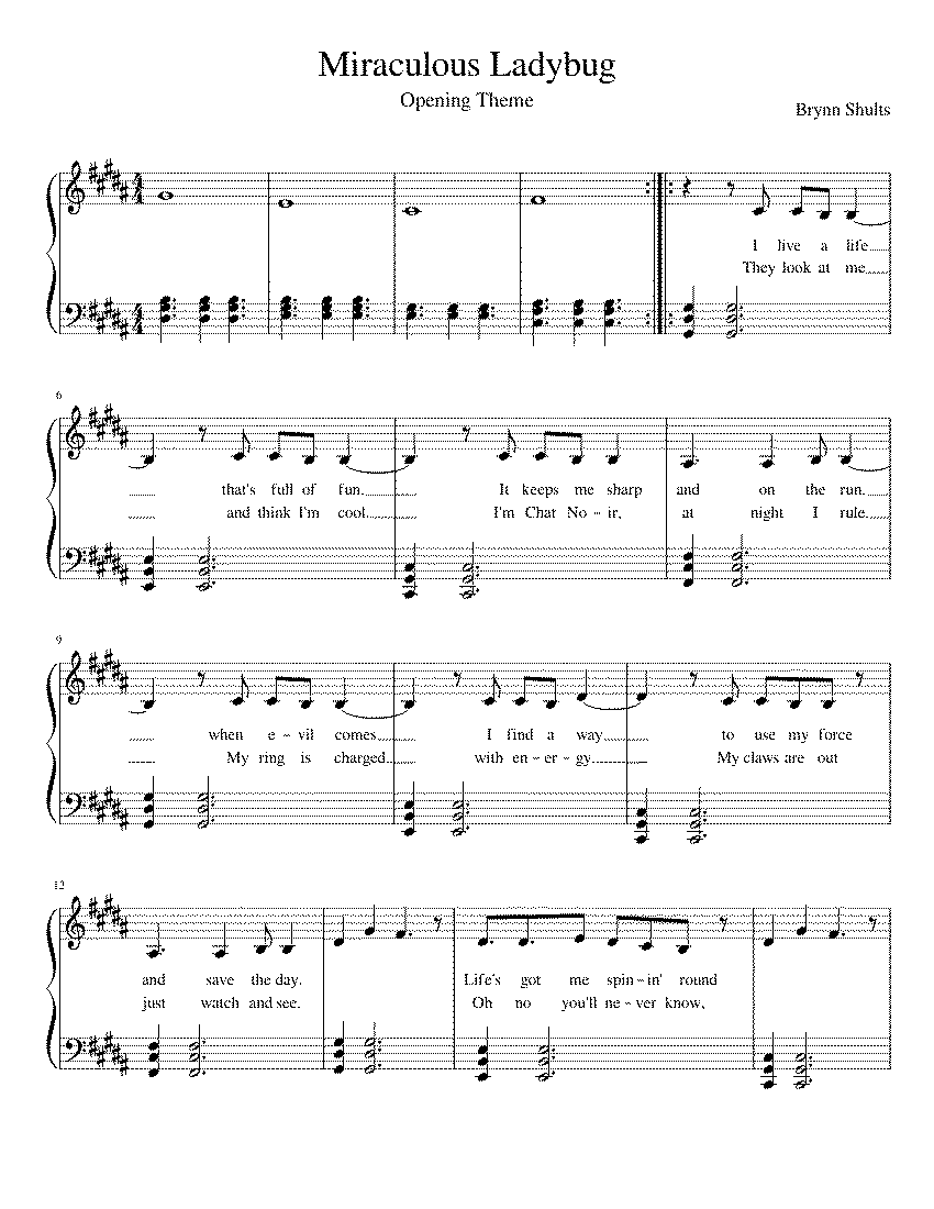 Partitura Miraculous Ladybug