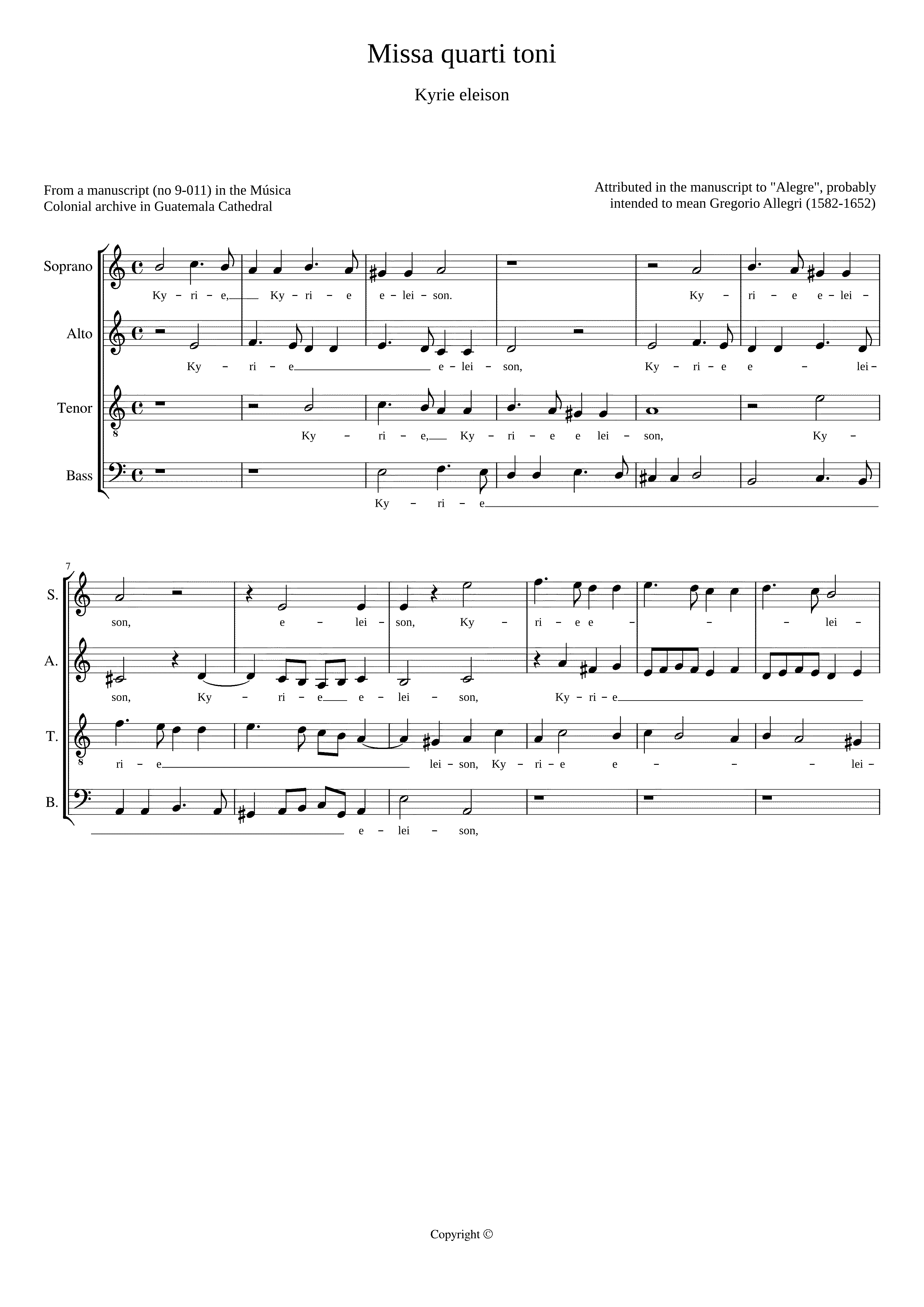 Partitura Missa Quarti Toni Victoria