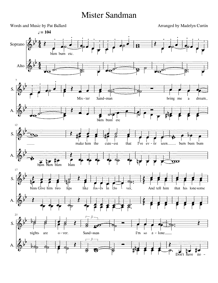 Partitura Mister Sandman
