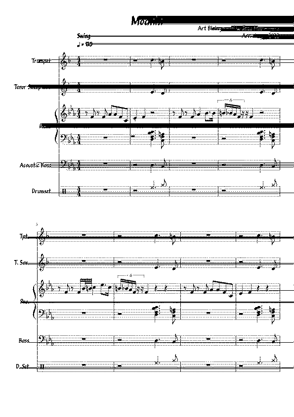 Partitura Moanin Art Blakey