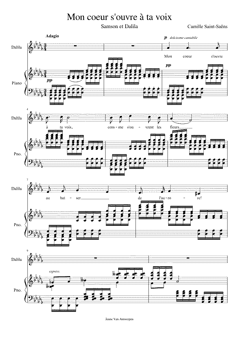 Partitura Mon Coeur S'ouvre a Ta Voix