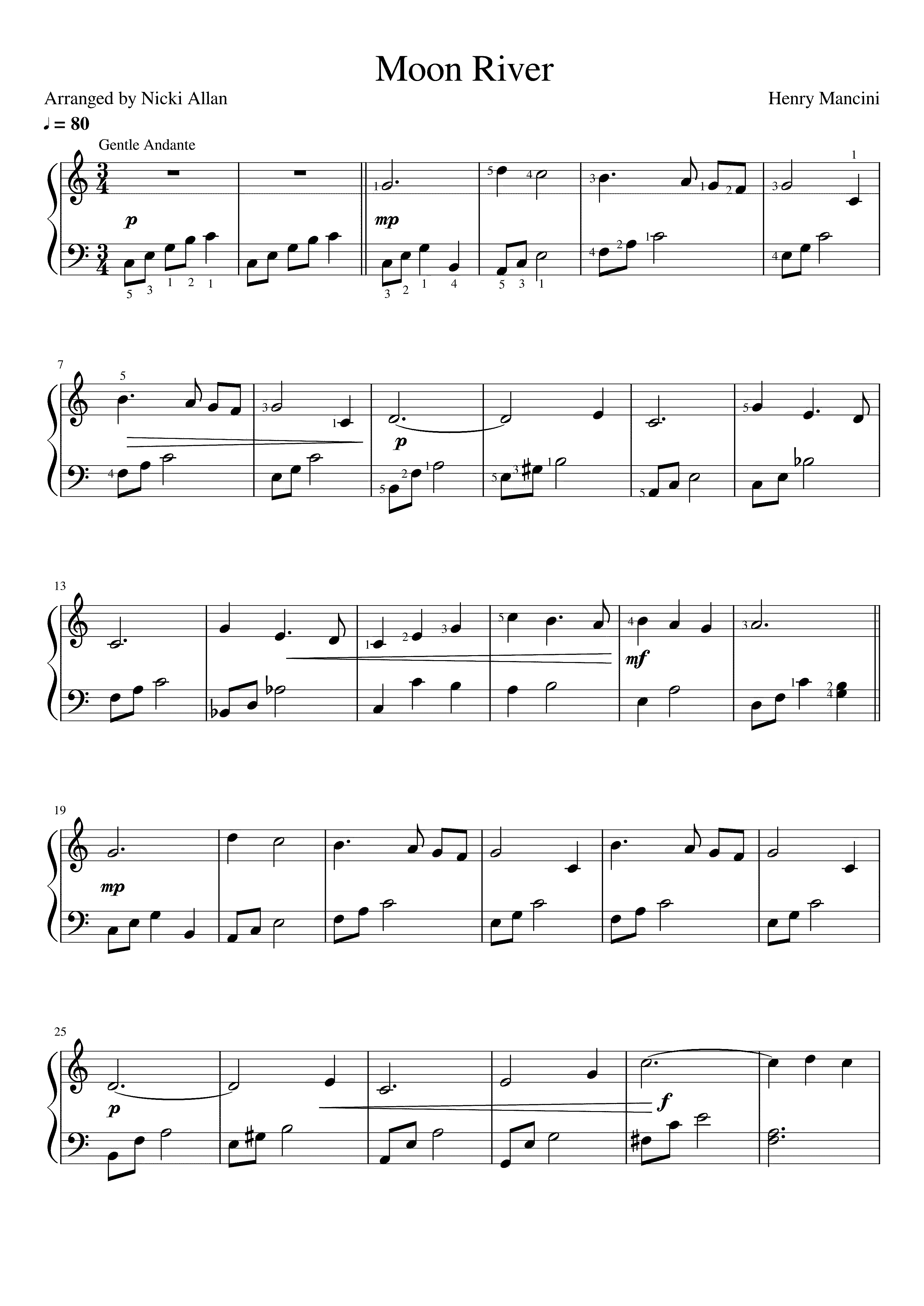 Partitura Moonriver