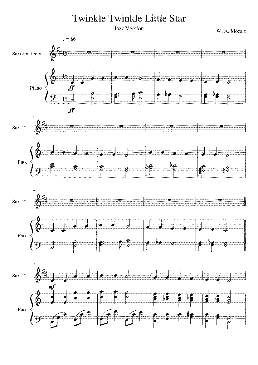 Partitura Mozart Estrellita Donde Estas