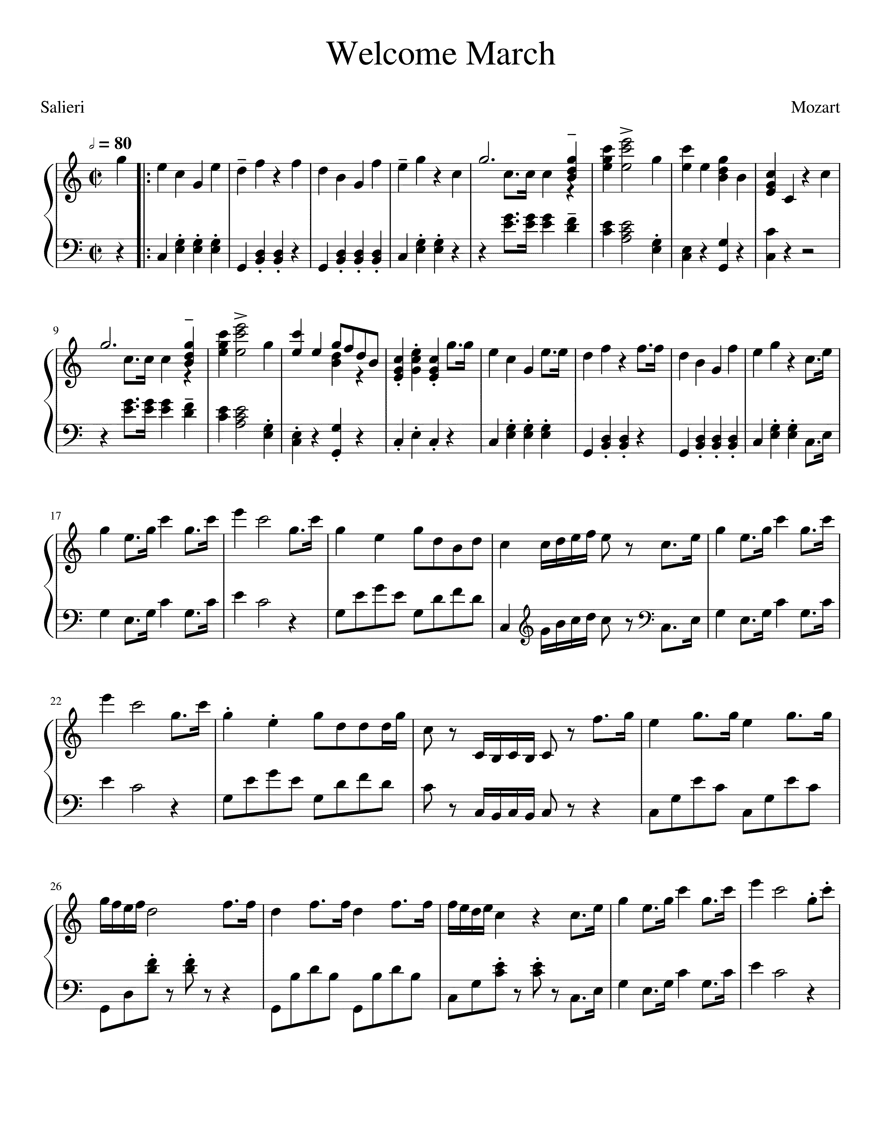 Partitura Mozart y Salieri