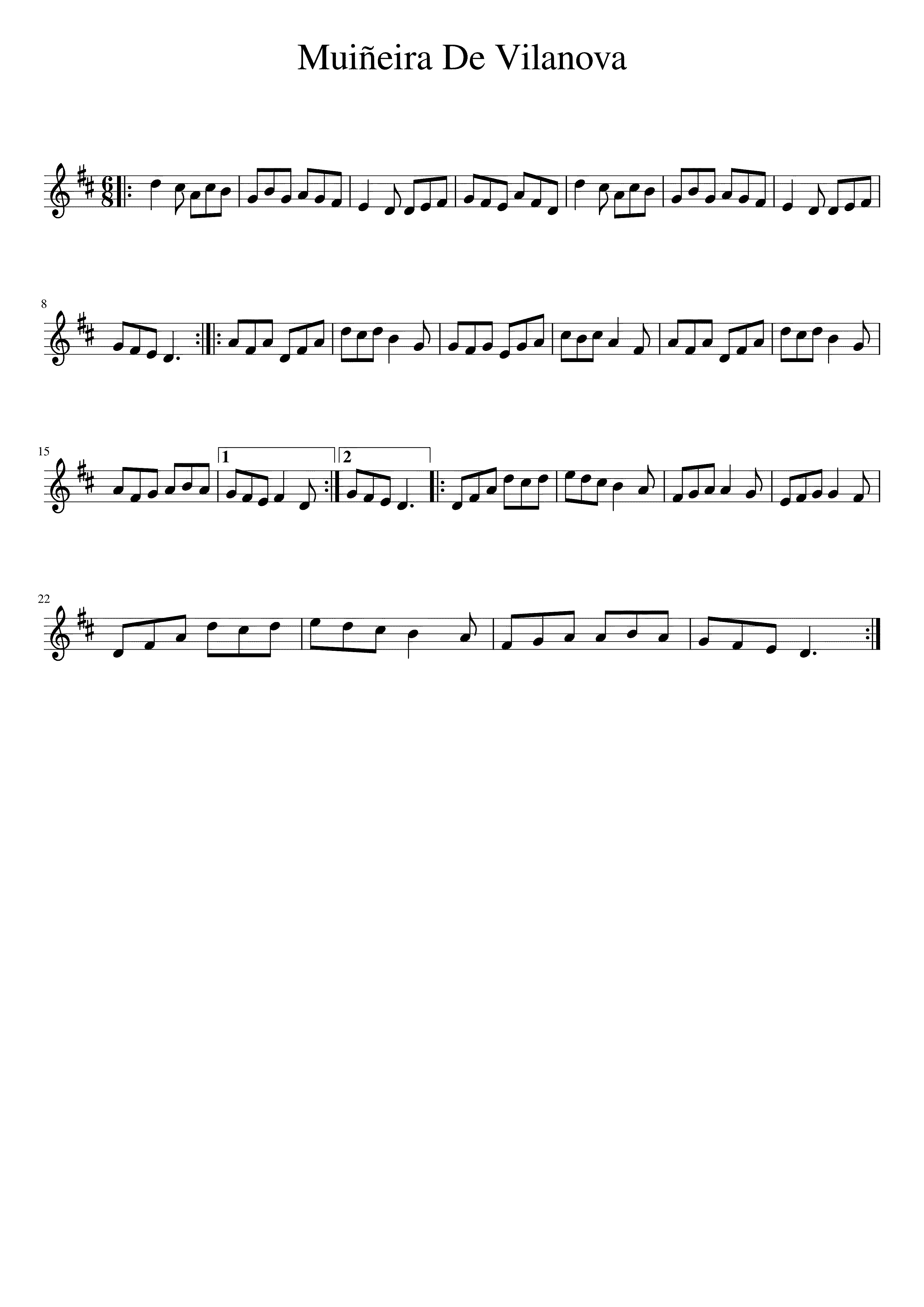 Partitura Muiñeira de Vilanova