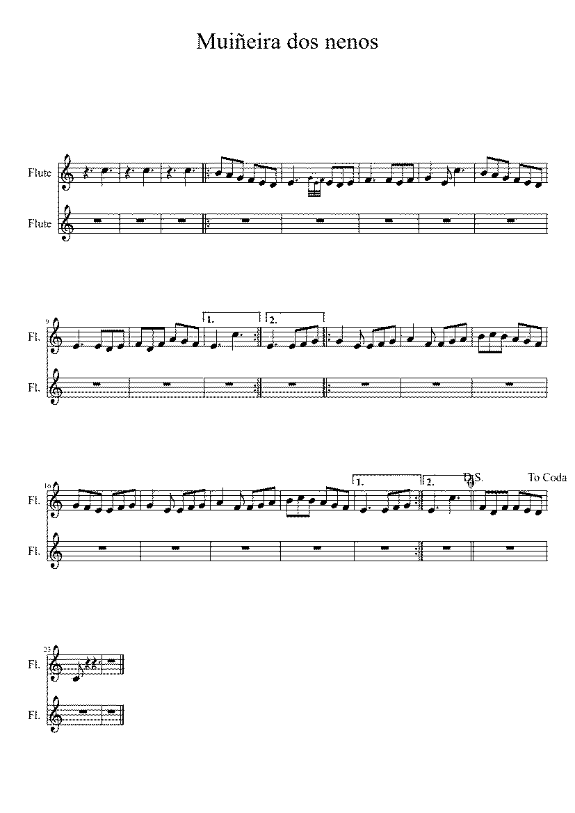 Partitura Muiñeira Dos Nenos