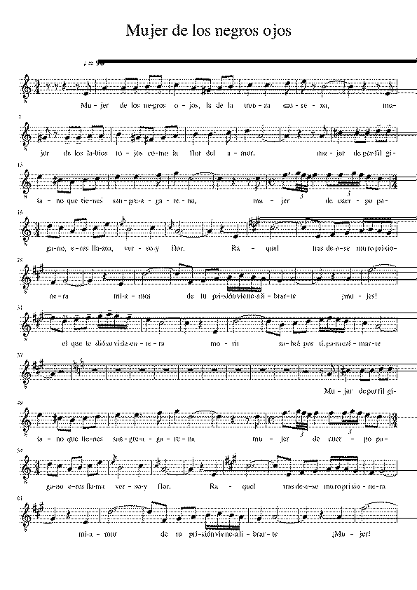 Partitura Mujer de Los Negros Ojos