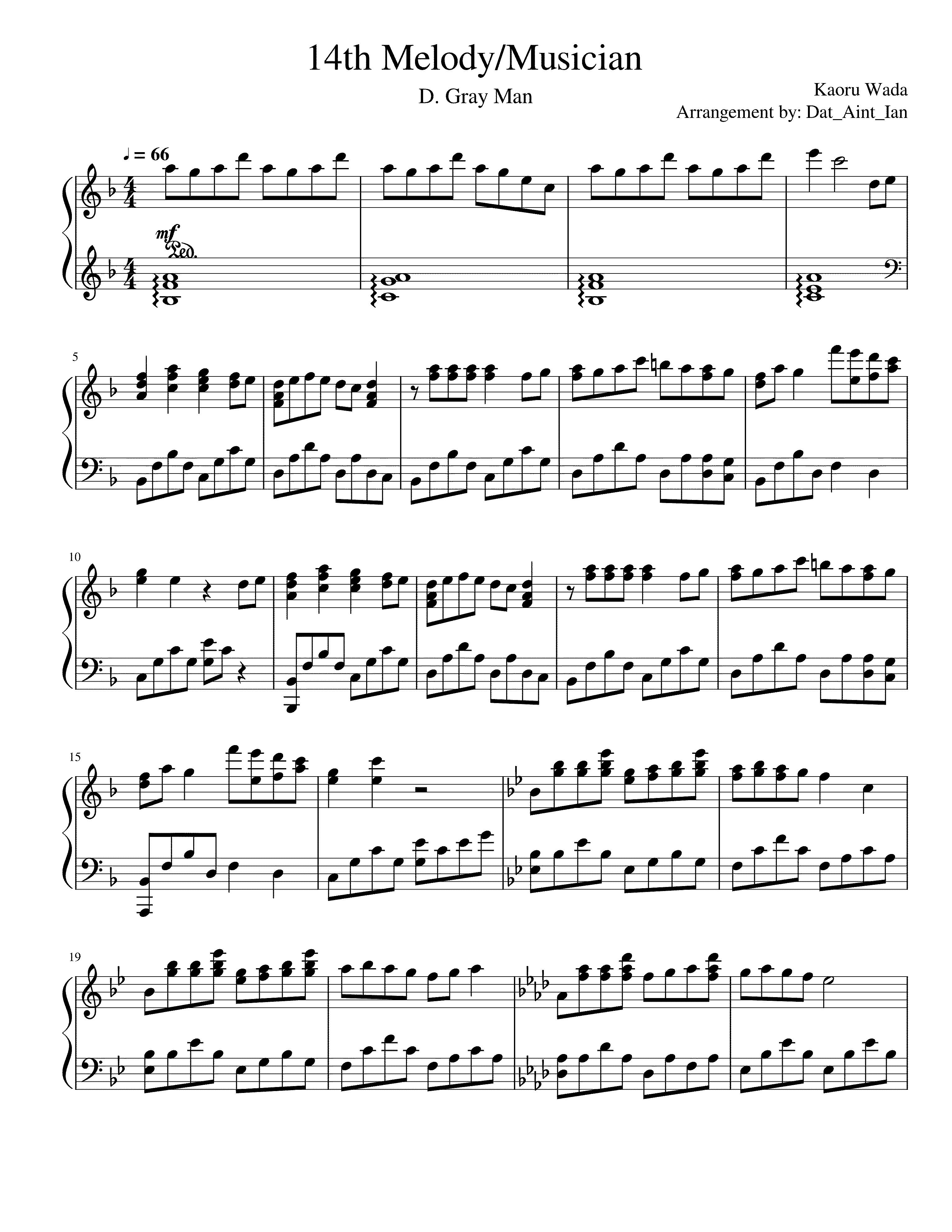Partitura Musician D Gray Man