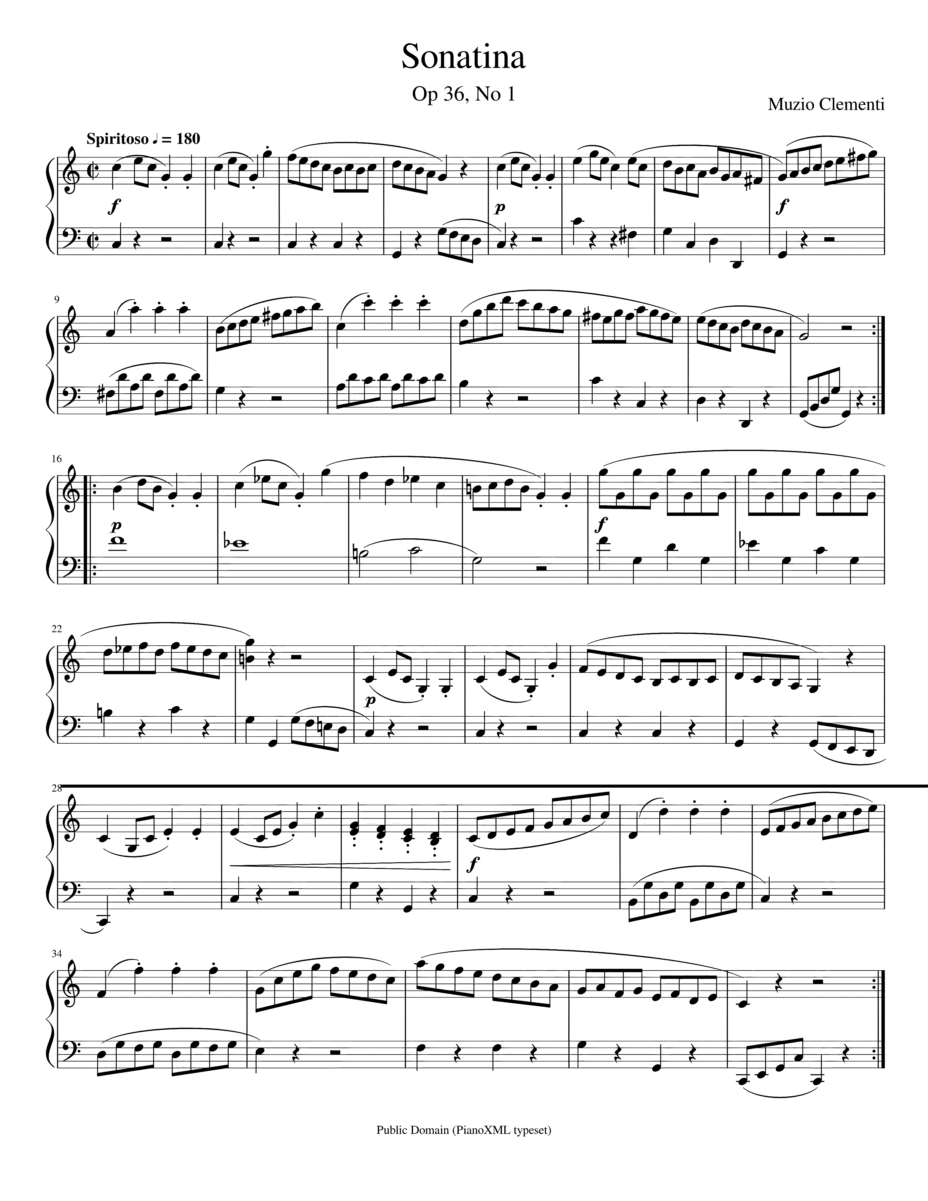 Partitura Muzio Clementi Sonatina Op 36 No 1