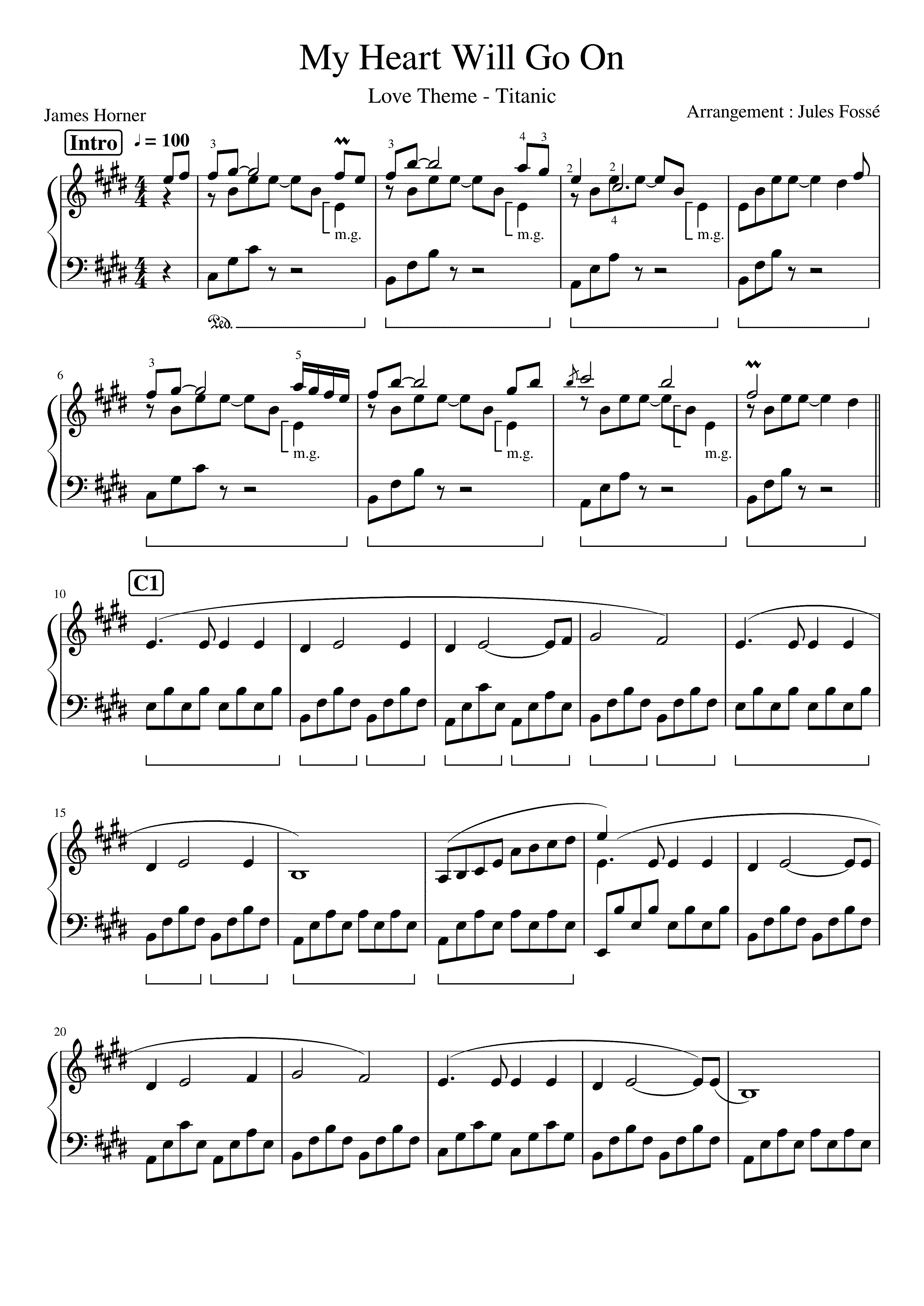 Partitura My Heart Will Go On James Horner