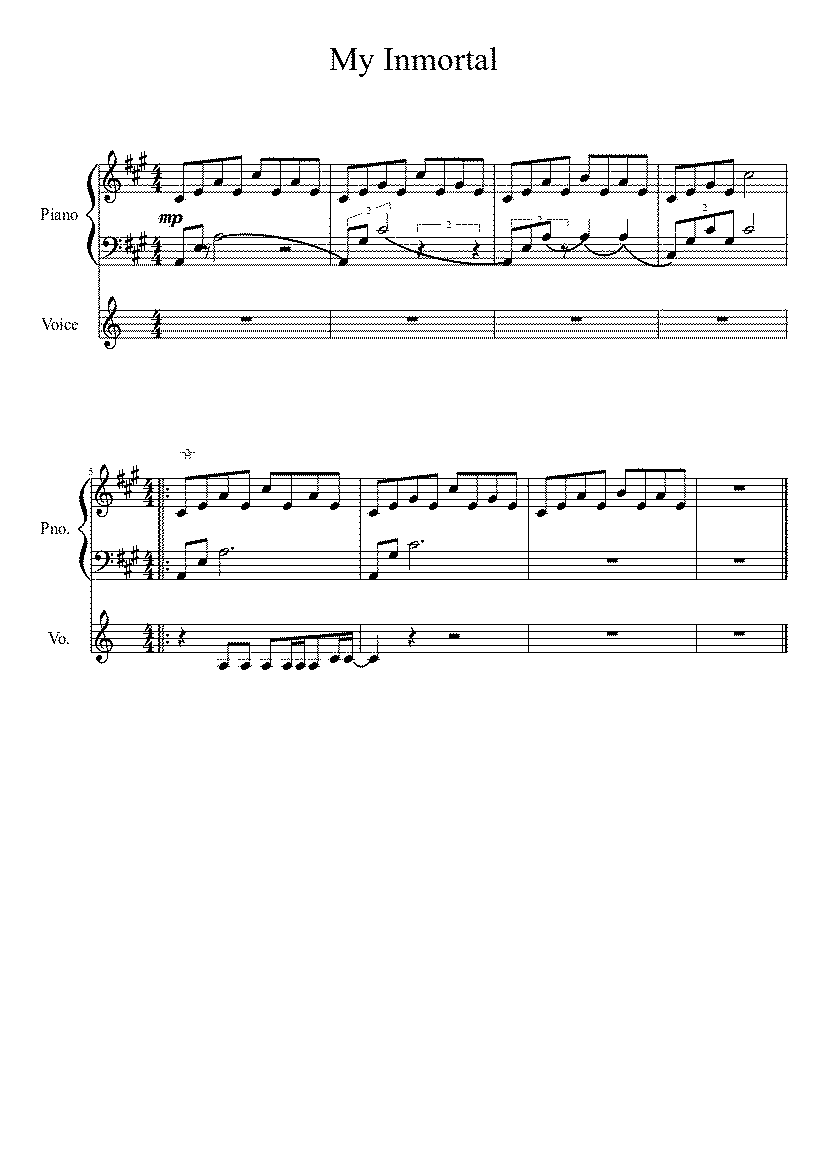Partitura My Inmortal