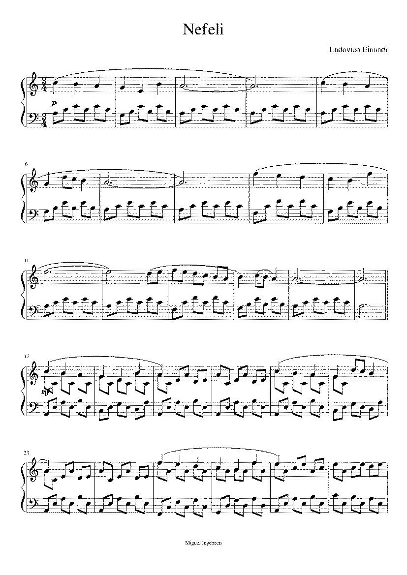 Partitura Nefeli Ludovico Einaudi