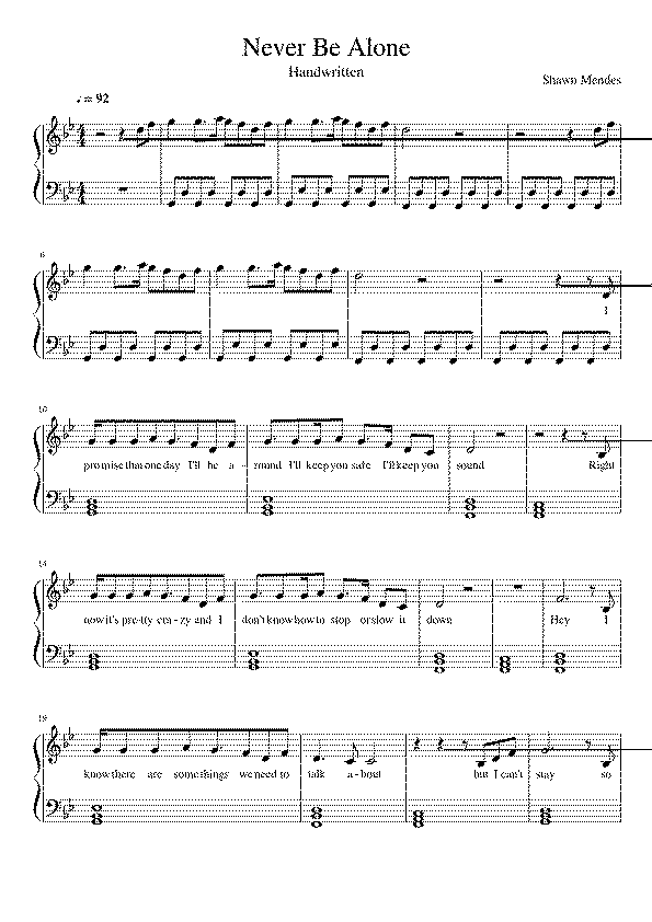 Partitura Never Be Alone