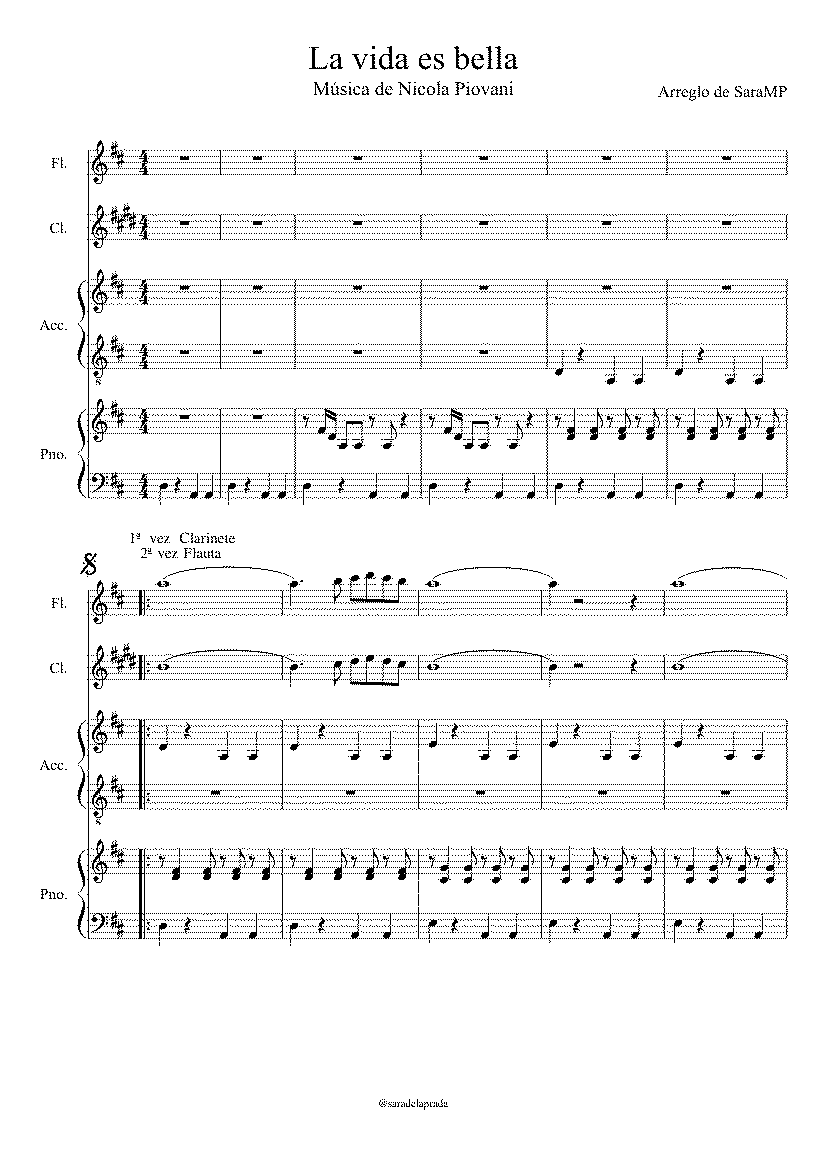 Partitura Nicola Piovani La Vida Es Bella