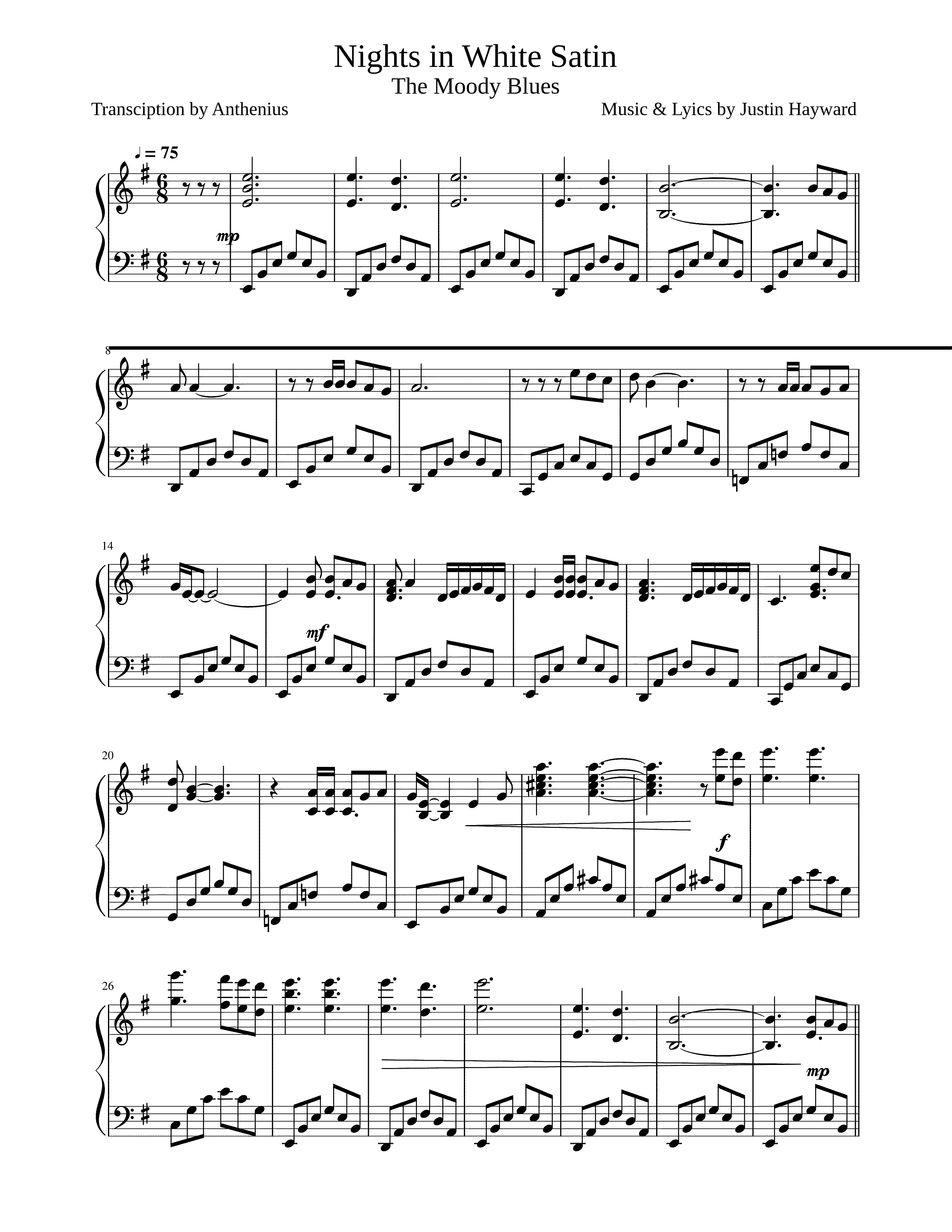 Partitura Nights In White Satin