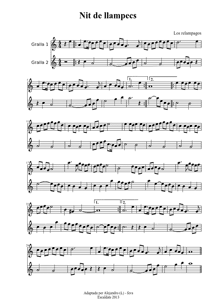 Partitura Nit de Llampecs