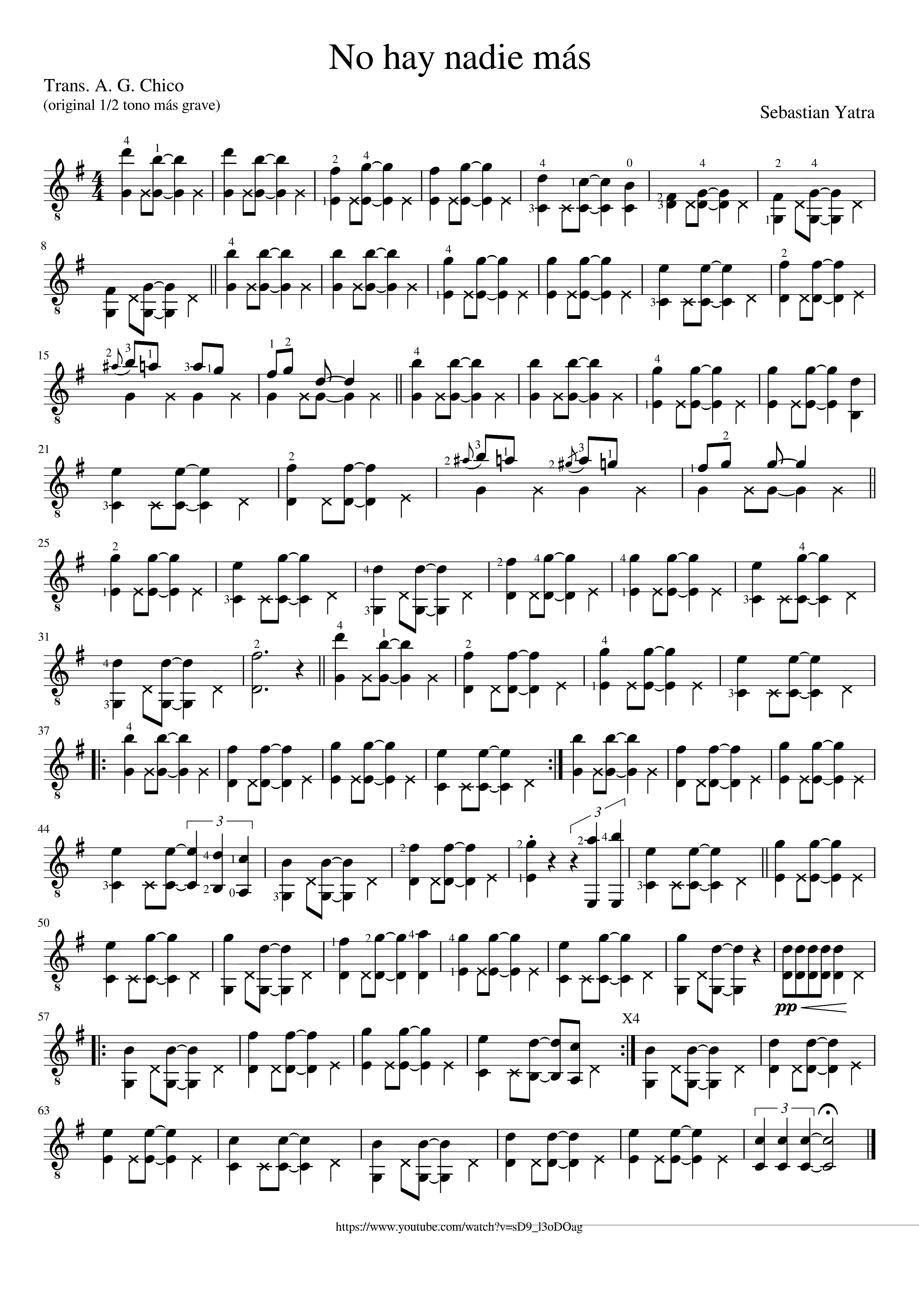 Partitura No Hay Nadie Mas
