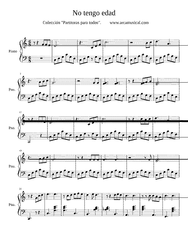 Partitura No Tengo Edad
