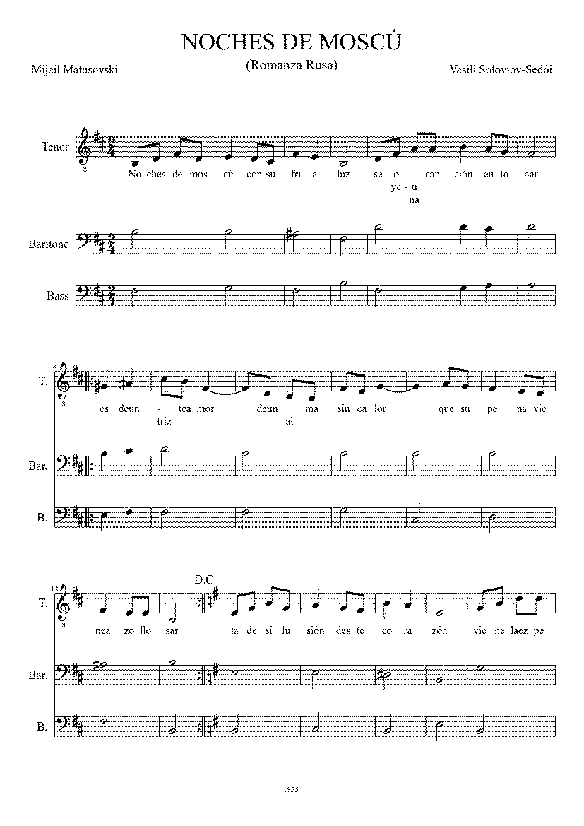 Partitura Noche de Moscu