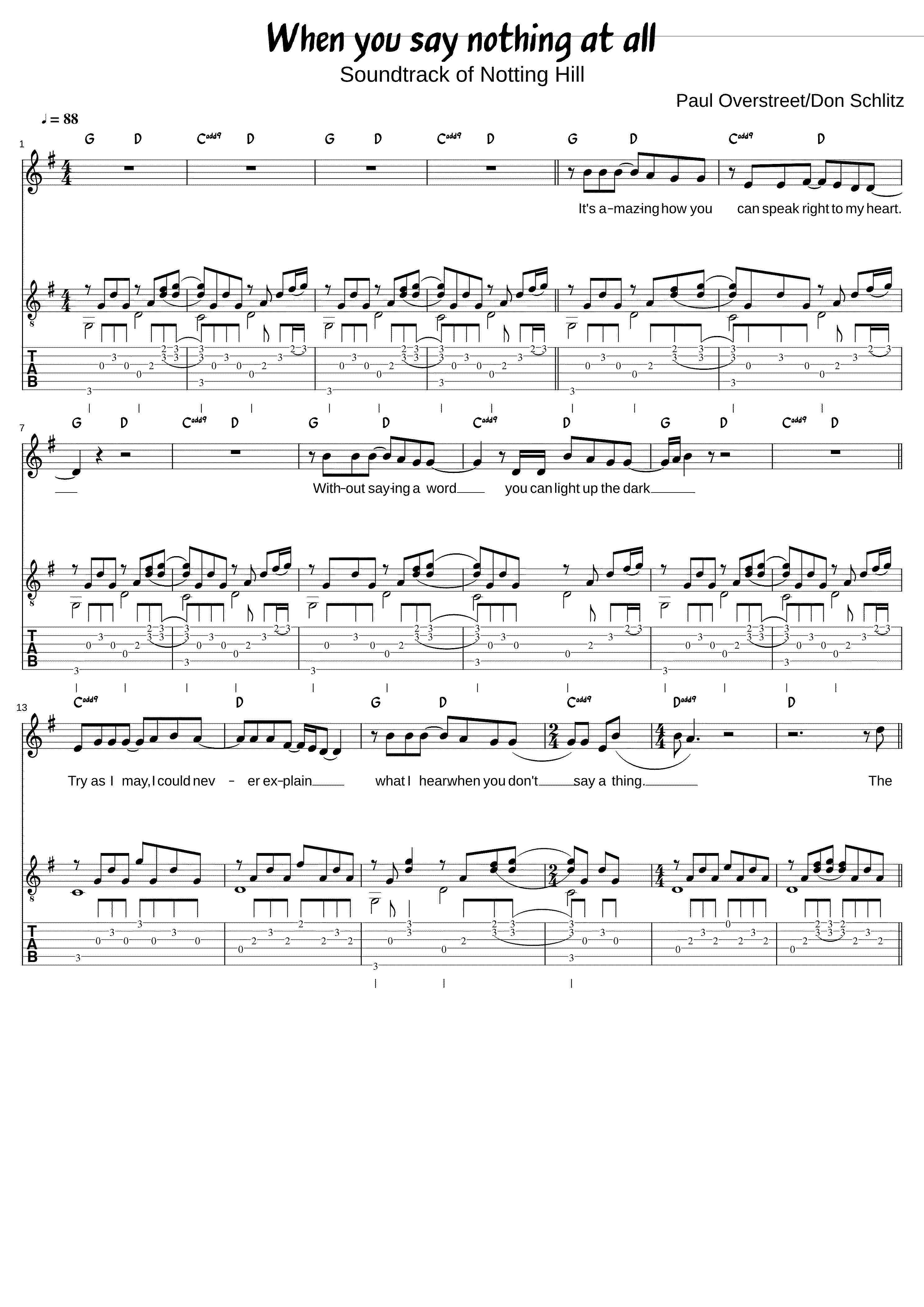 Partitura Notting Hill
