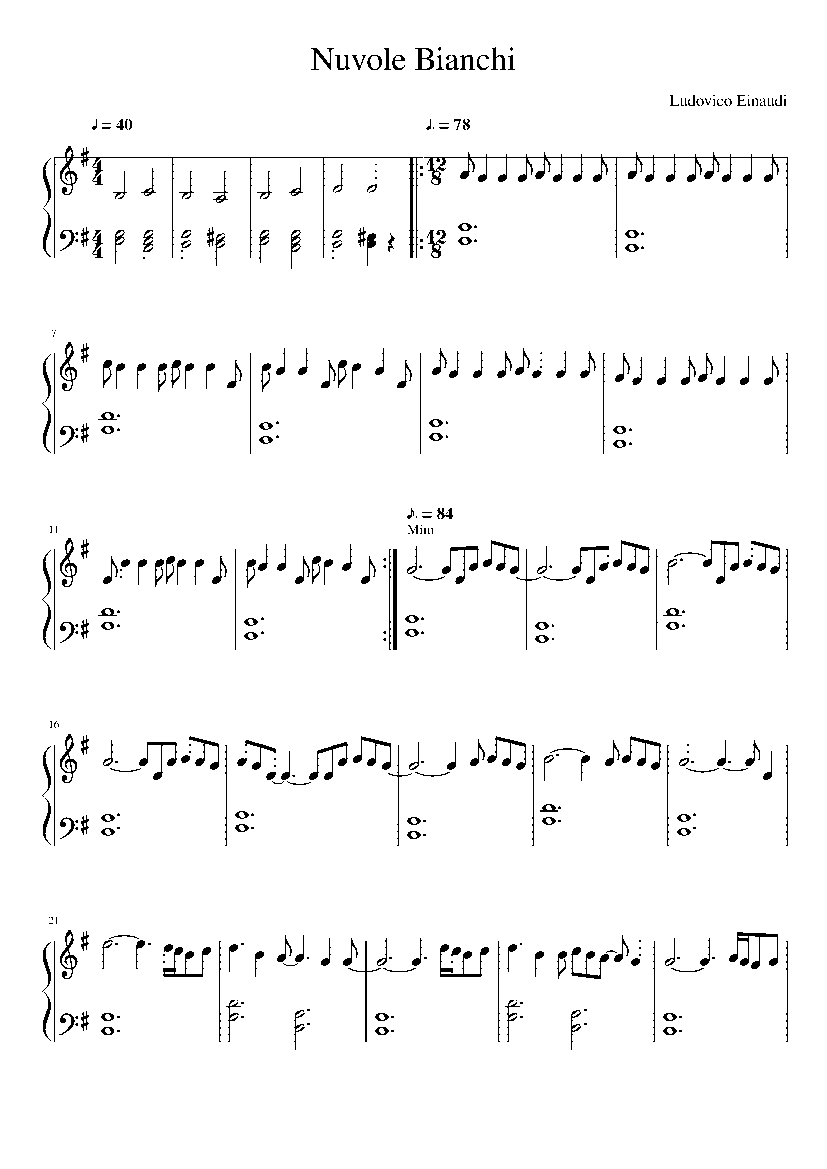Partitura Nuvole Bianchi
