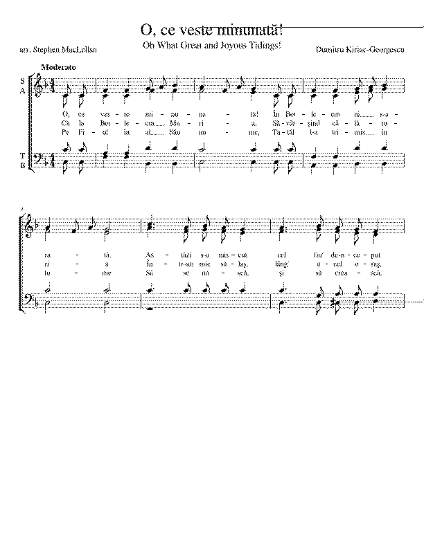 Partitura O Ce Veste Minunata