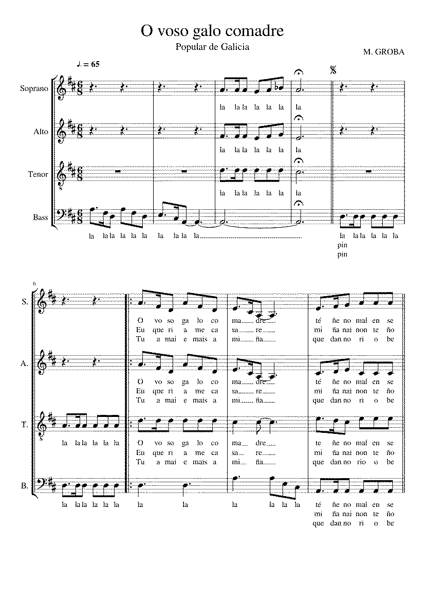 Partitura O Voso Galo