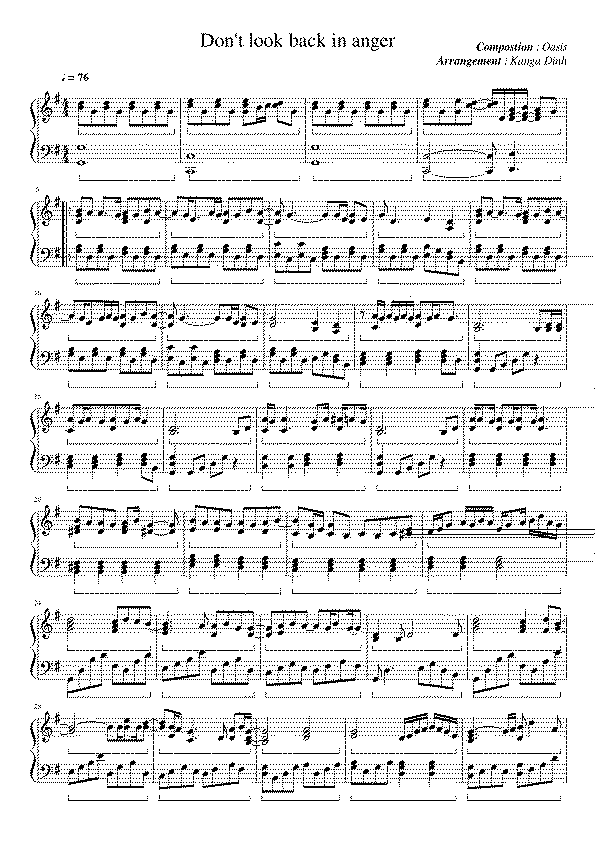 Partitura Oasis Don't Look Back In Anger