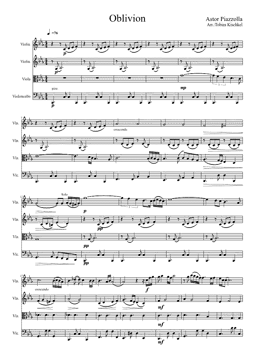 Partitura Oblivion Piazzolla