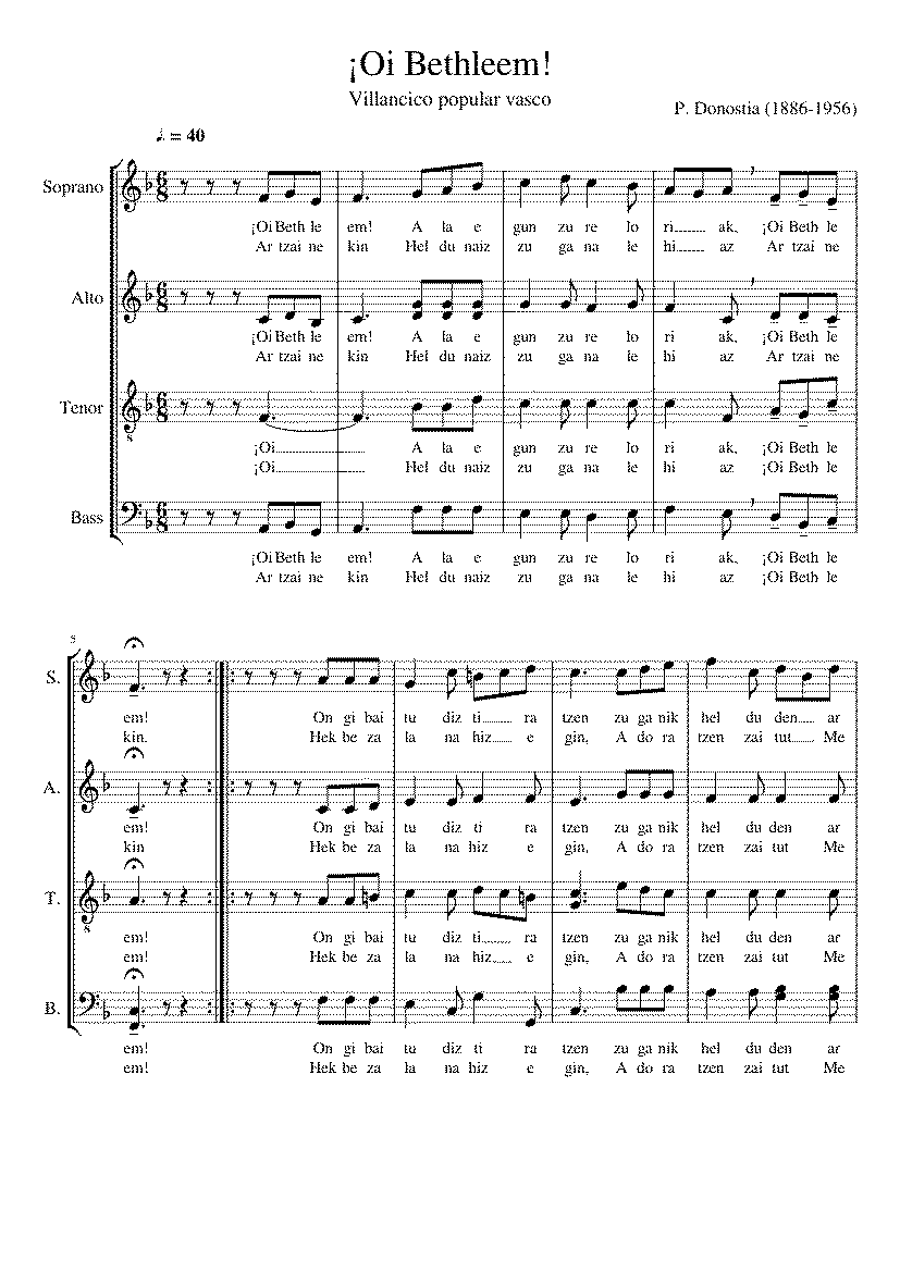 Partitura Oi Bethleem