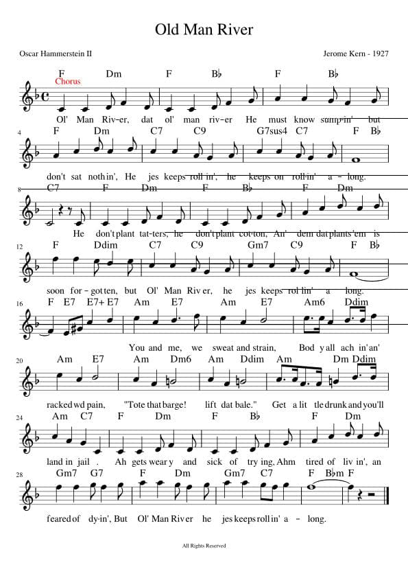 Partitura Old Man River