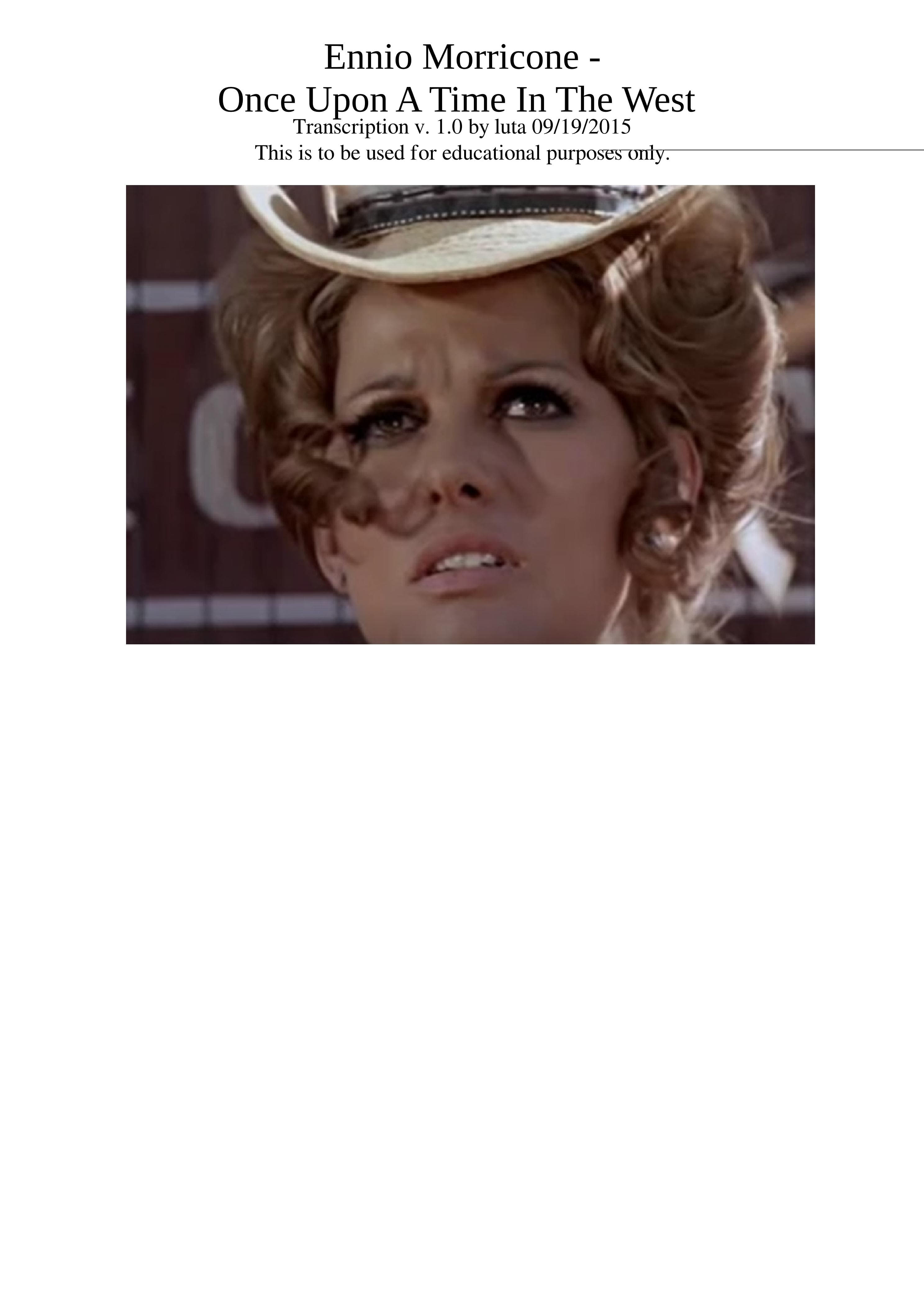 La Partitura de Once Upon a Time In The West Ennio Morricone