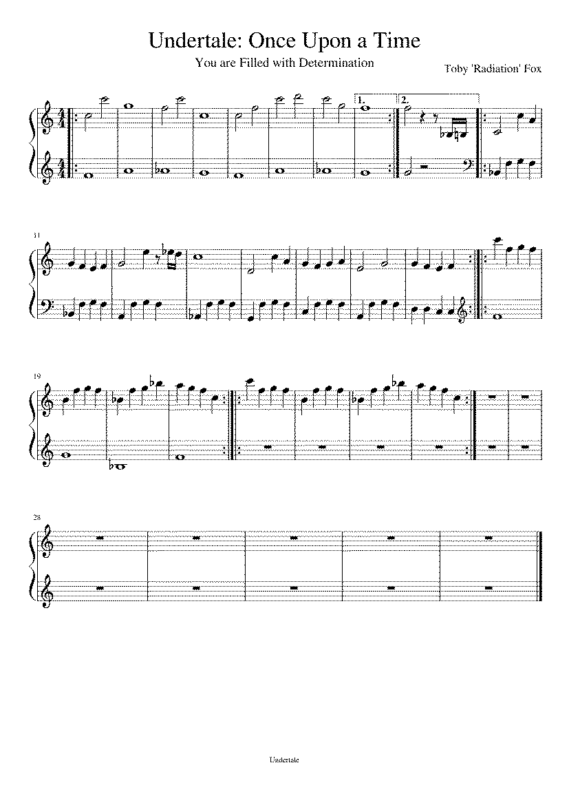 Partitura Once Upon a Time Undertale