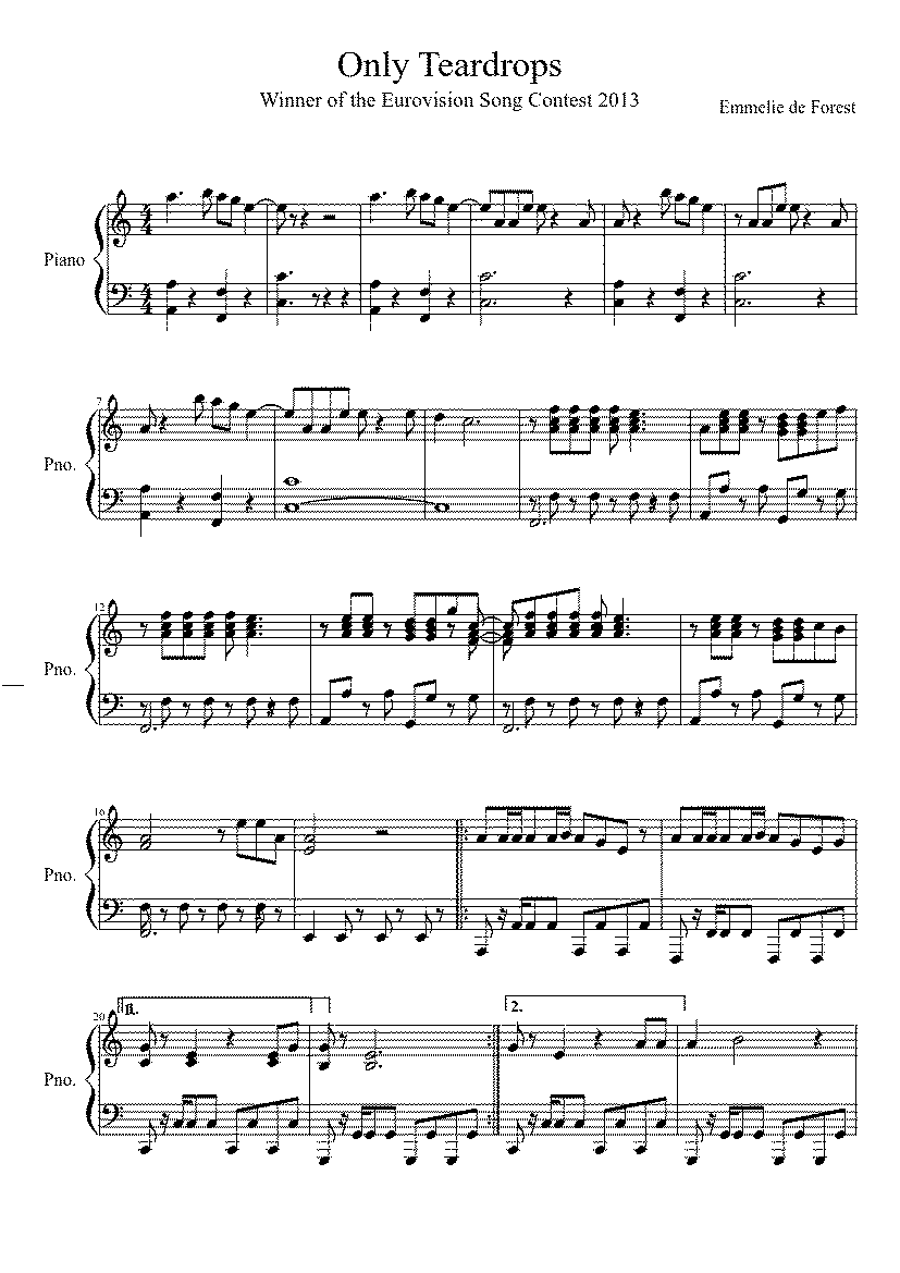 Partitura Only Teardrops