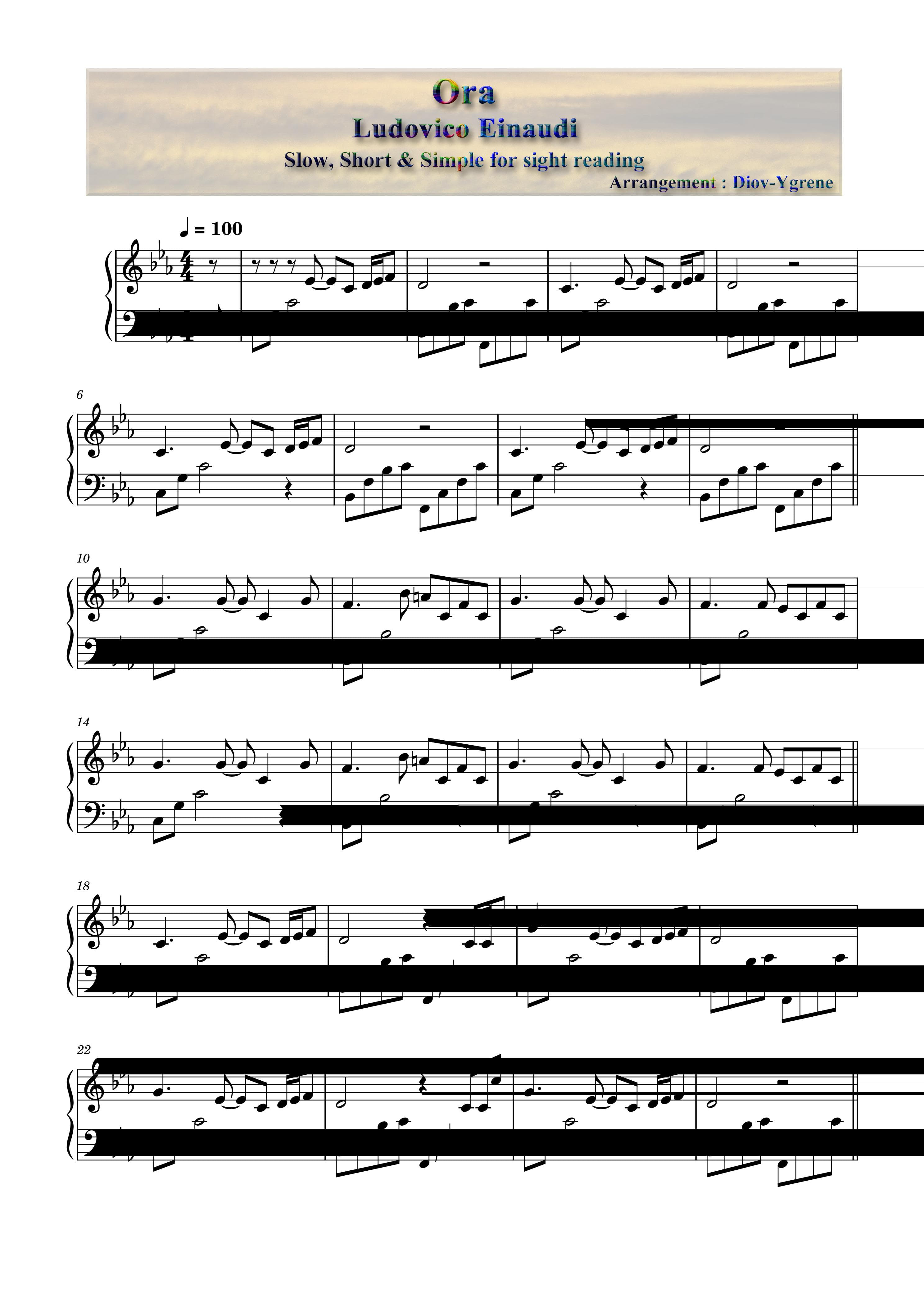 Partitura Ora Ludovico Einaudi