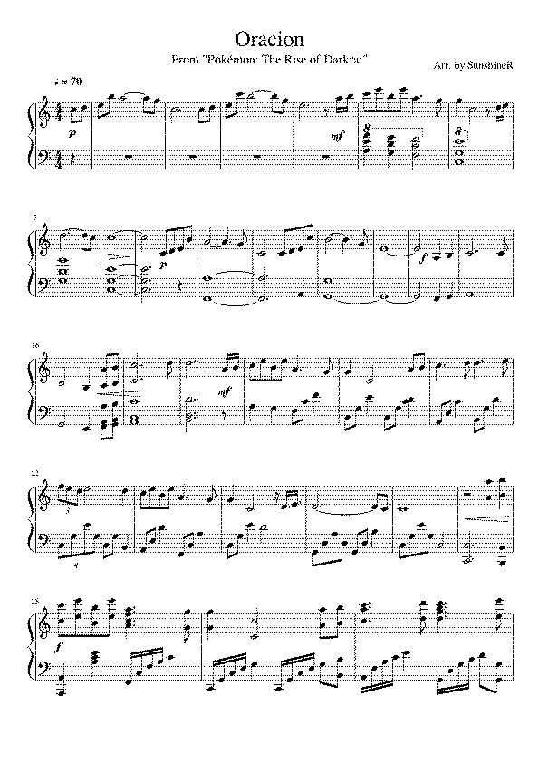 Partitura Oracion Pokemon